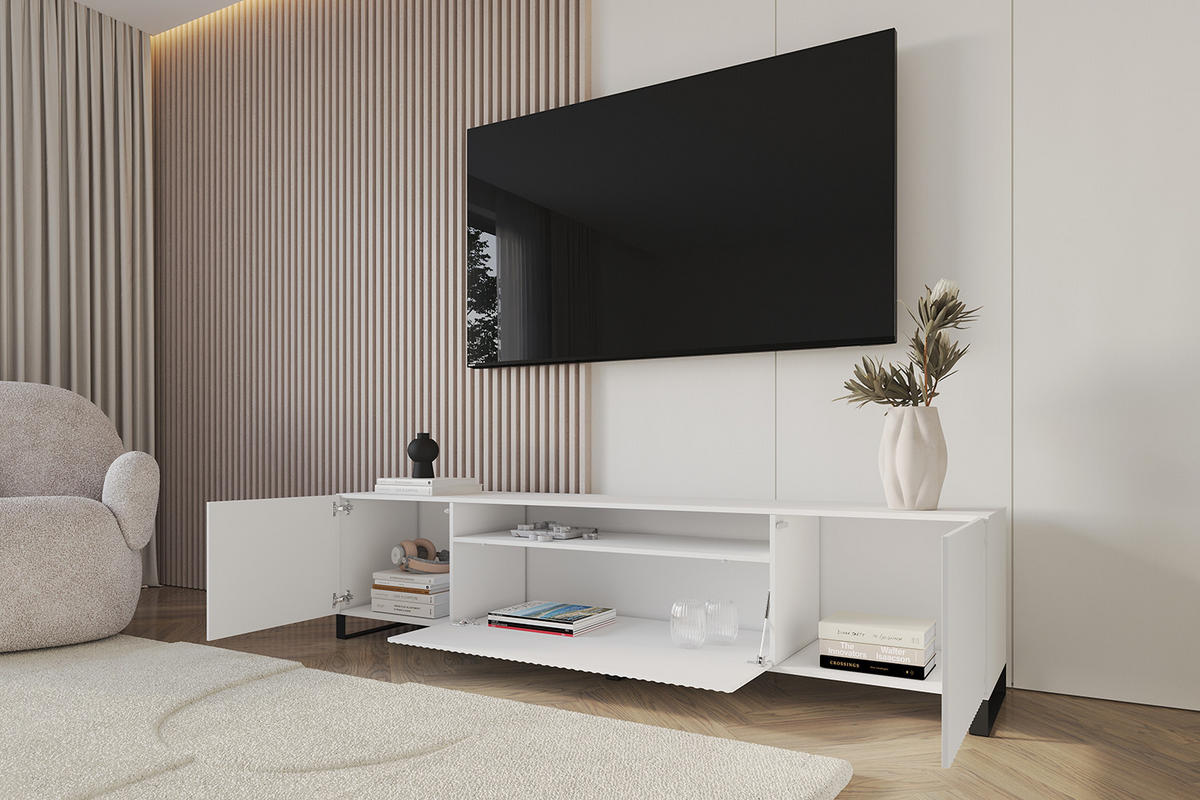 LOWBOARD NOA-2-S 200x53x41 cm - Weiß - Schwarz/Weiß, Holzwerkstoff (200/53/41cm) - ALTDECOR