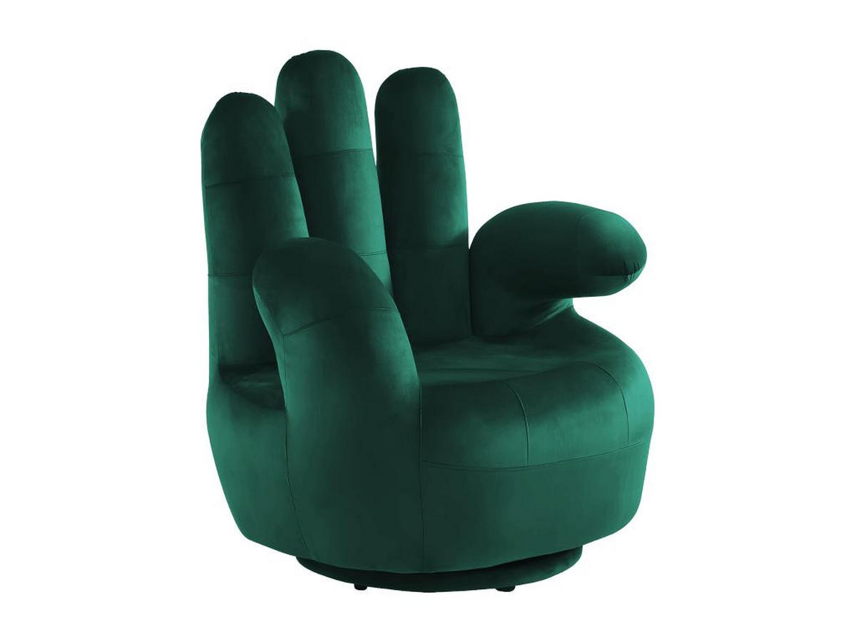 FINGERSESSEL drehbar - Samt - Tannengrün - CATCHY - Grün, Textil (78/89/82cm) - Vente-Unique