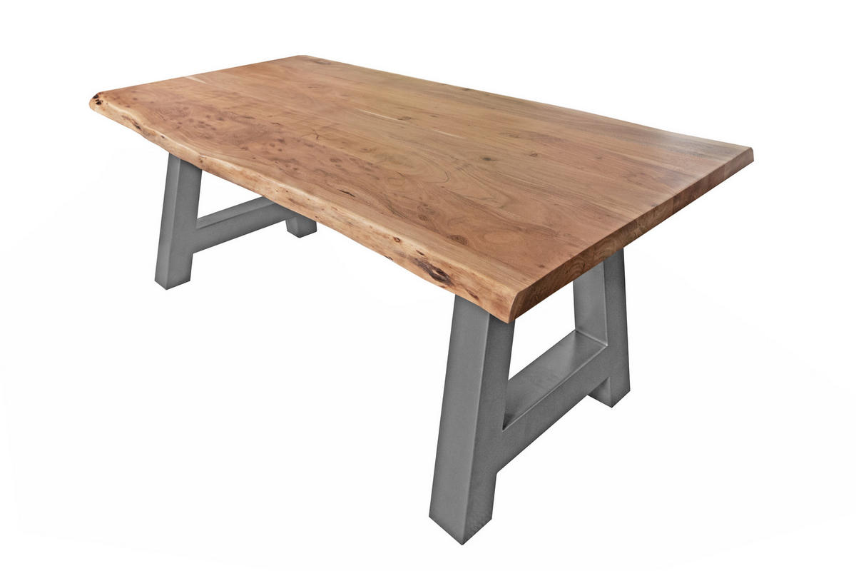 ESSTISCH CALI - Beige/Silberfarben, Holz/Metall (100/220/77cm) - SAM