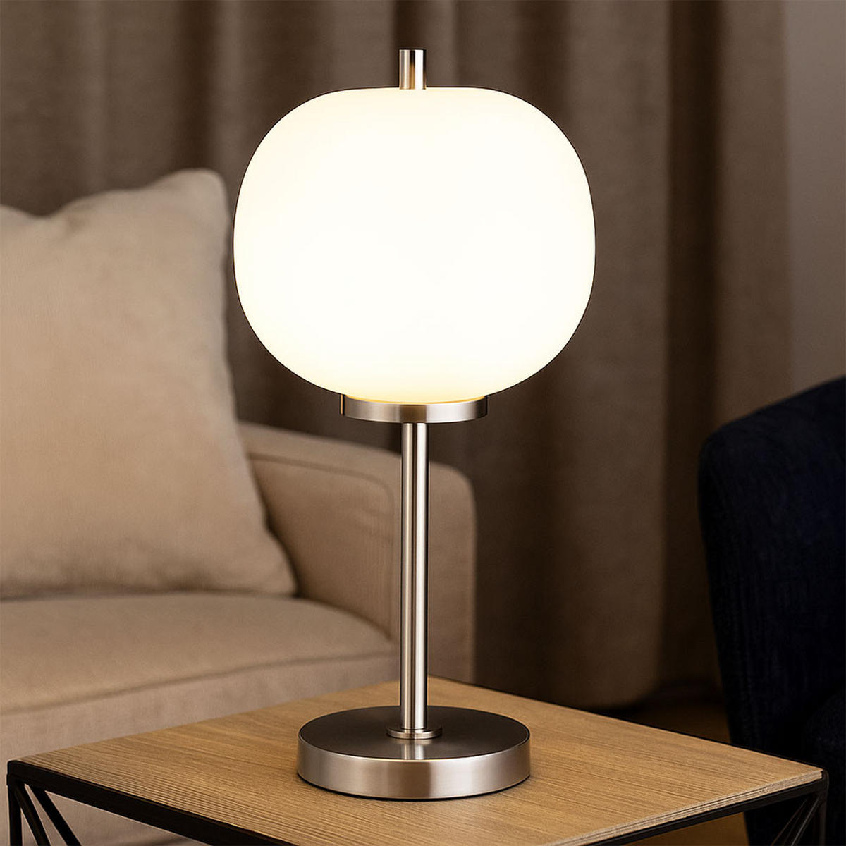 LED TISCHLEUCHTE Metall Silber - Silberfarben, Glas (18.5/18.5/45cm) - Globo Lighting