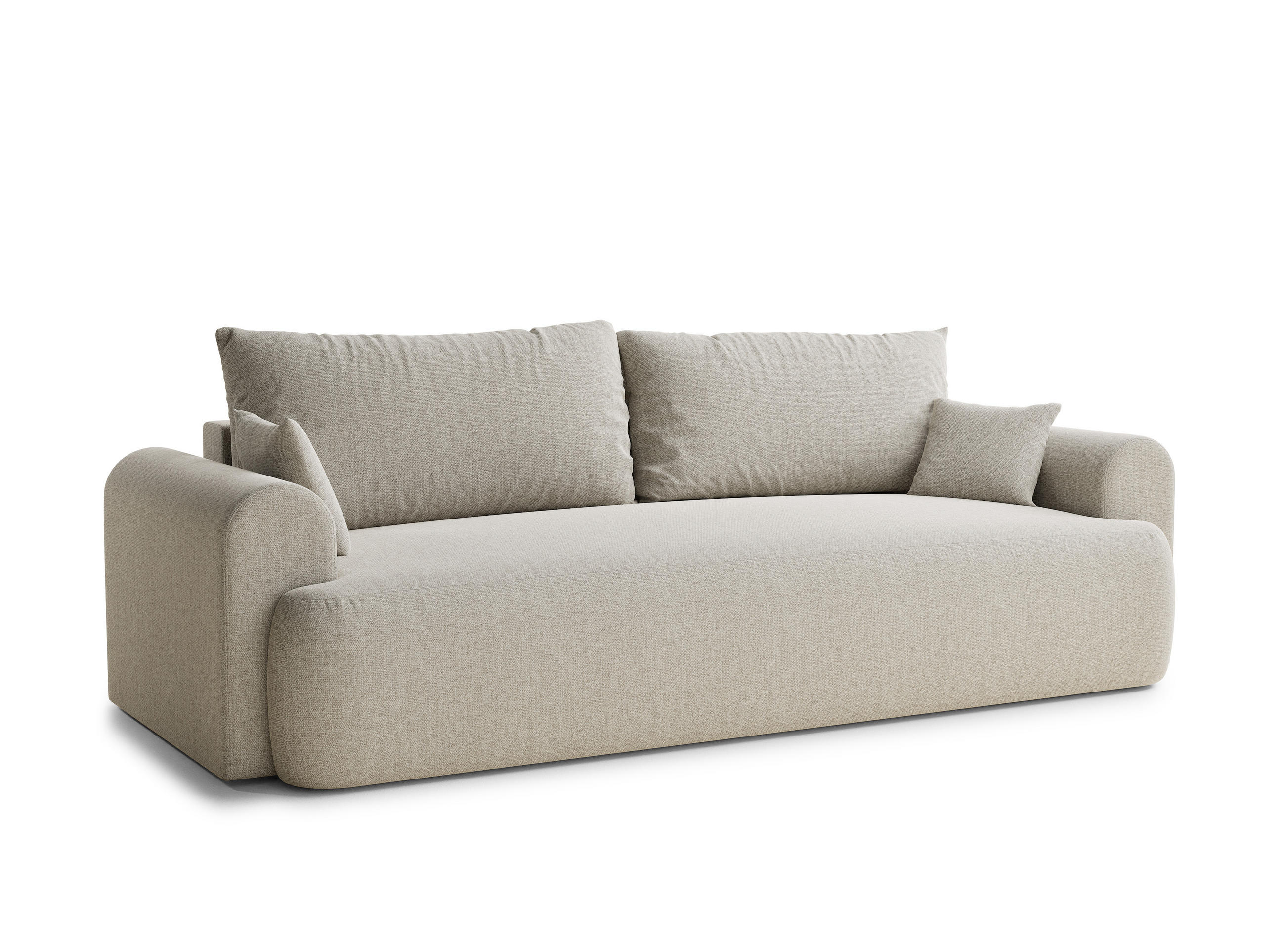 SOFA MIT SCHLAFFUNKTION Toluca Beige Webstoff - Beige/Schwarz, Holz/Holzwerkstoff (247/69/90cm) - Maison de Reve
