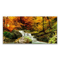 LEINWANDBILD 140x70 cm Herbstlandschaft - Dunkelgrün/Orange, Textil (140/4cm) - TULUP
