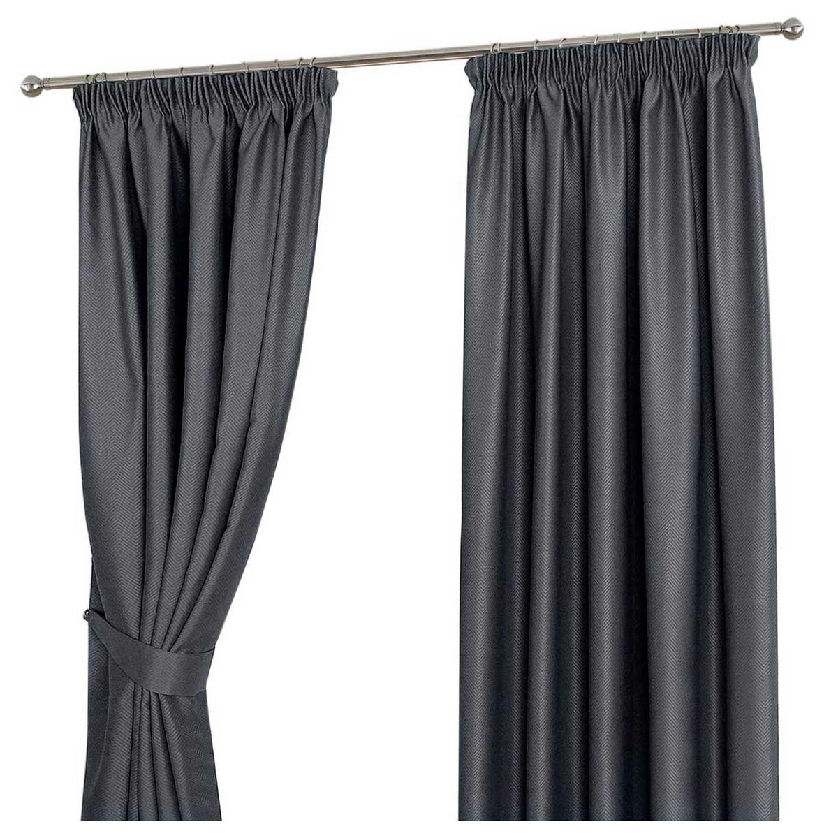 VERDUNKELUNGSVORHÄNGE Fischgrät mit Thermo-Funktion, Kräuselband 117/228 cm - Dunkelgrau, Textil (117/228cm) - Homescapes