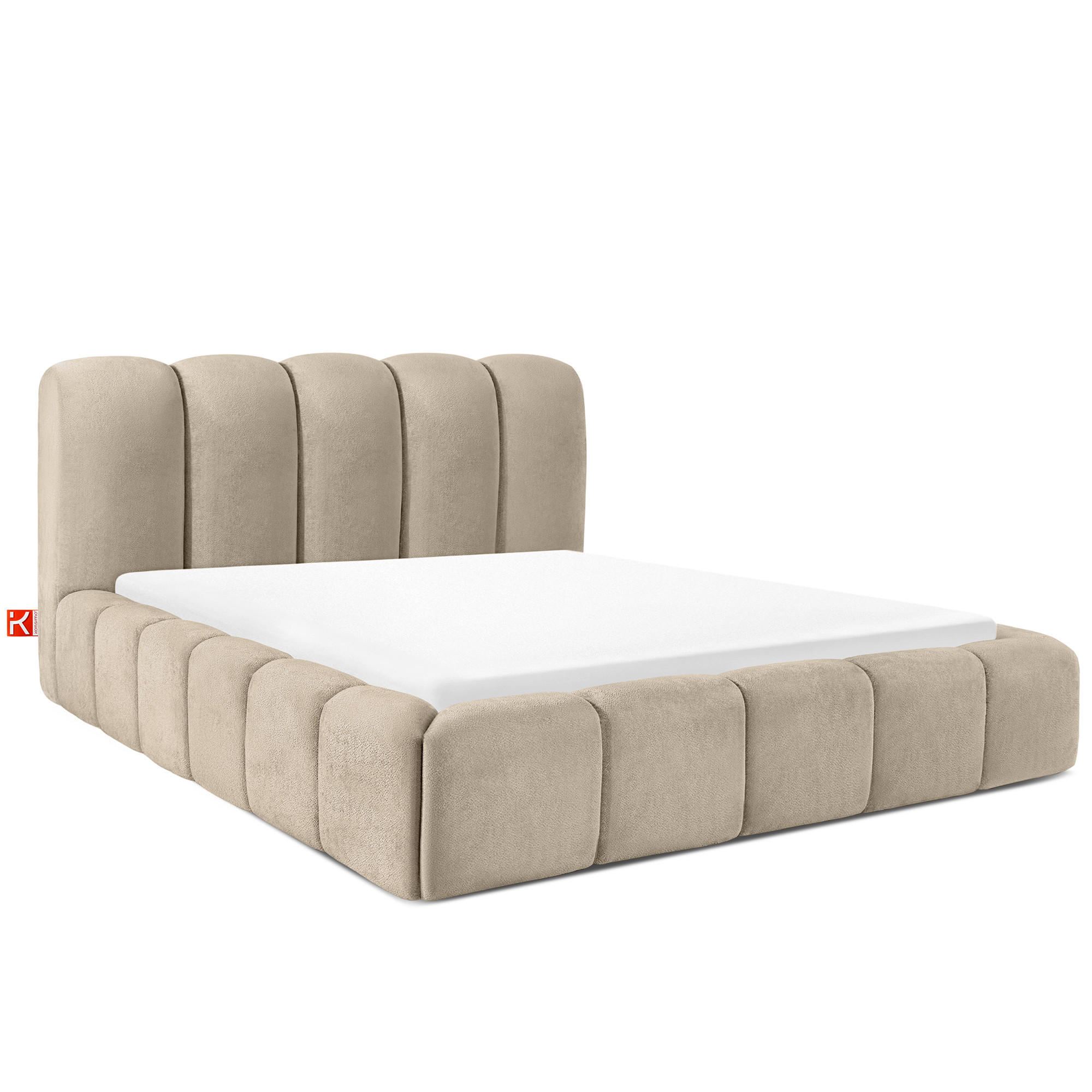 POLSTERBETT MERIDE Chenille, Graubeige - Ecru/Schwarz, Holz/Textil (160/200cm) - KONSIMO®