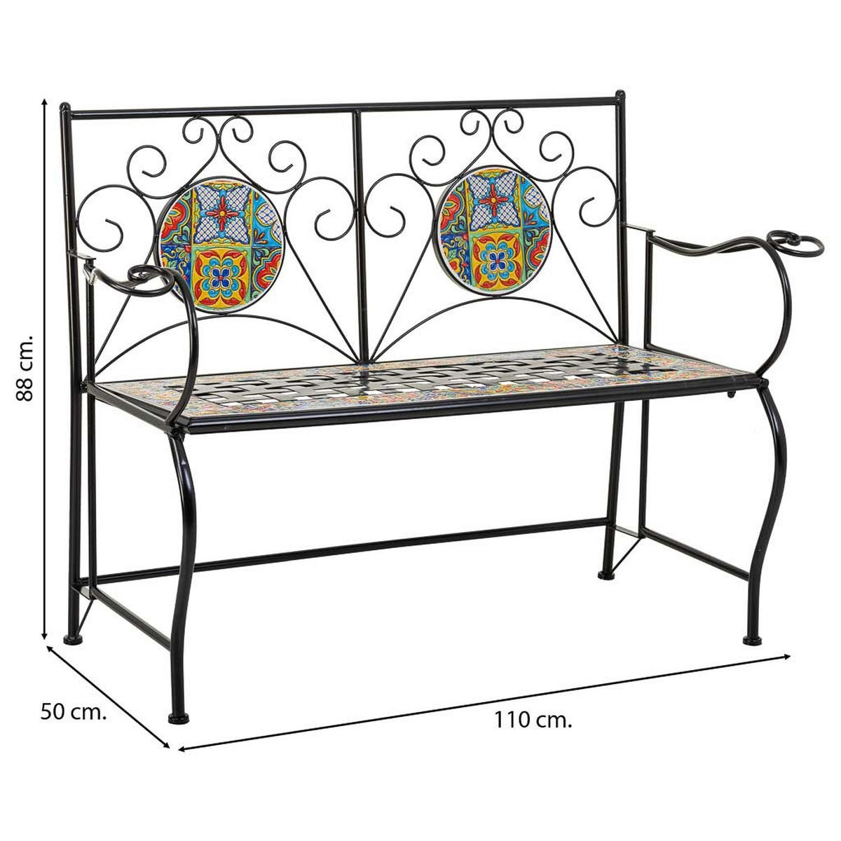 BANK, schwarz, 110x50x88cm - Schwarz, Metall (110/88/50cm) - Wanderlust