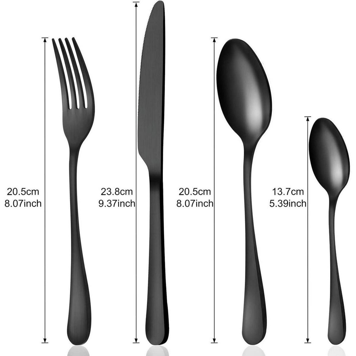 BESTECKSET 24-teilig für 6 Personen matt schwarz - Schwarz, Metall