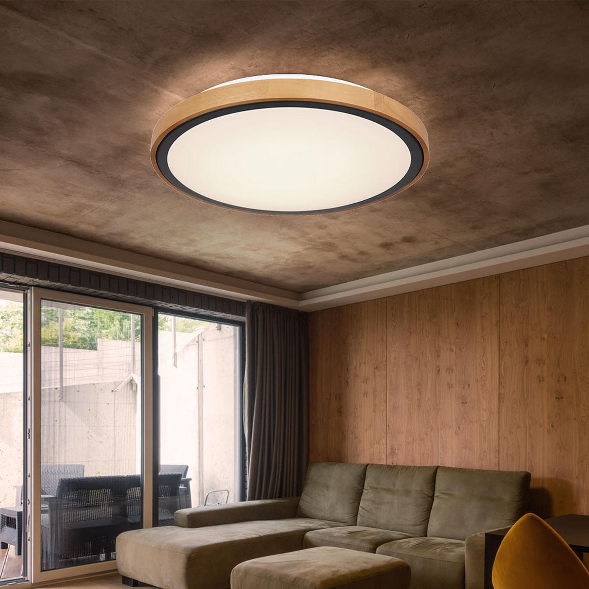 LED DECKENLEUCHTE Bruno Braun Holzoptik - Braun, Holz (43.7/43.7/11cm) - Globo Lighting