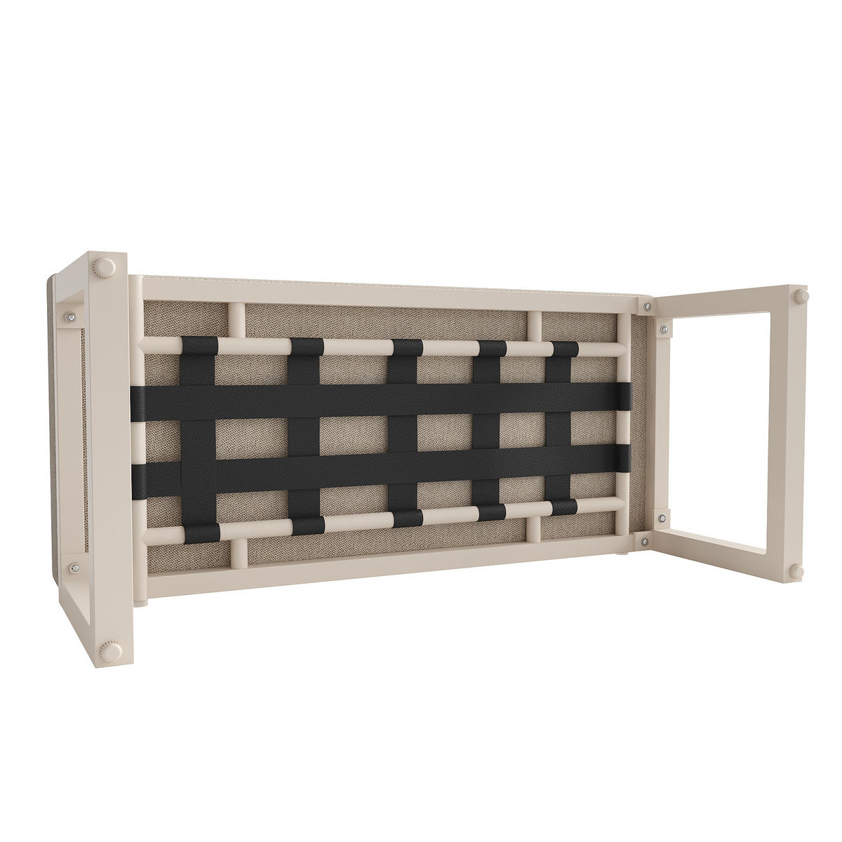 GARTENSETS aus Eisen 173.5x65x62.5cm Beige mit Holzoptik-Glasplatte - Beige, Metall - Modfu