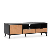 TV-ELEMENT Denis, Schwarz/Holzfarbe - Schwarz, Holzwerkstoff (136/44/40cm) - VS Venta-stock