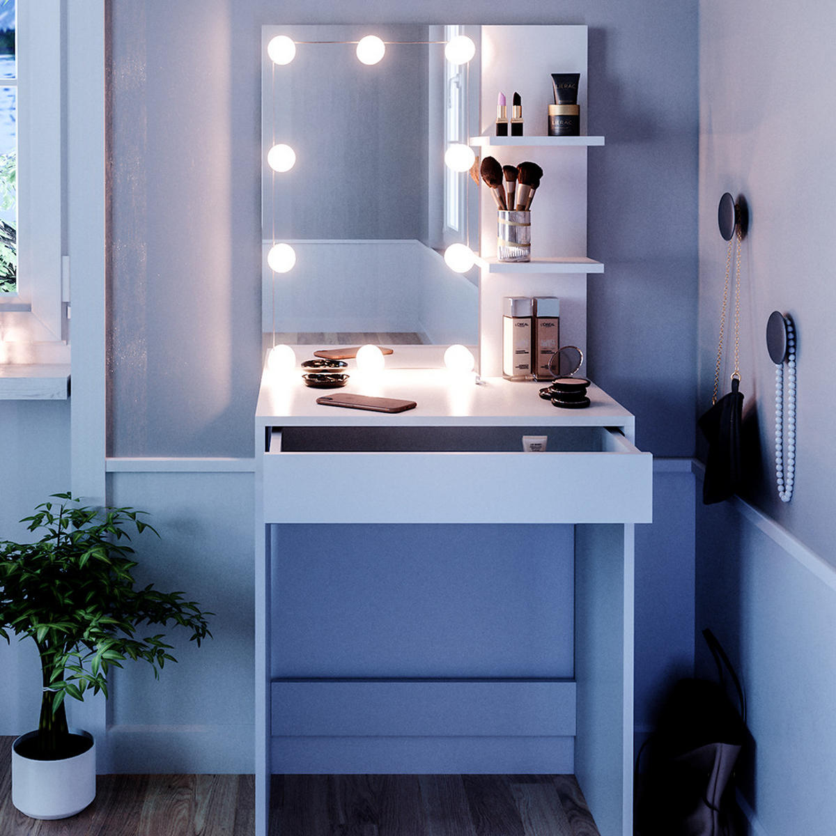 TOALETNÍ STOLEK Isabelle Bílá - bílá, kompozitní dřevo (60/140/40cm) - Vicco