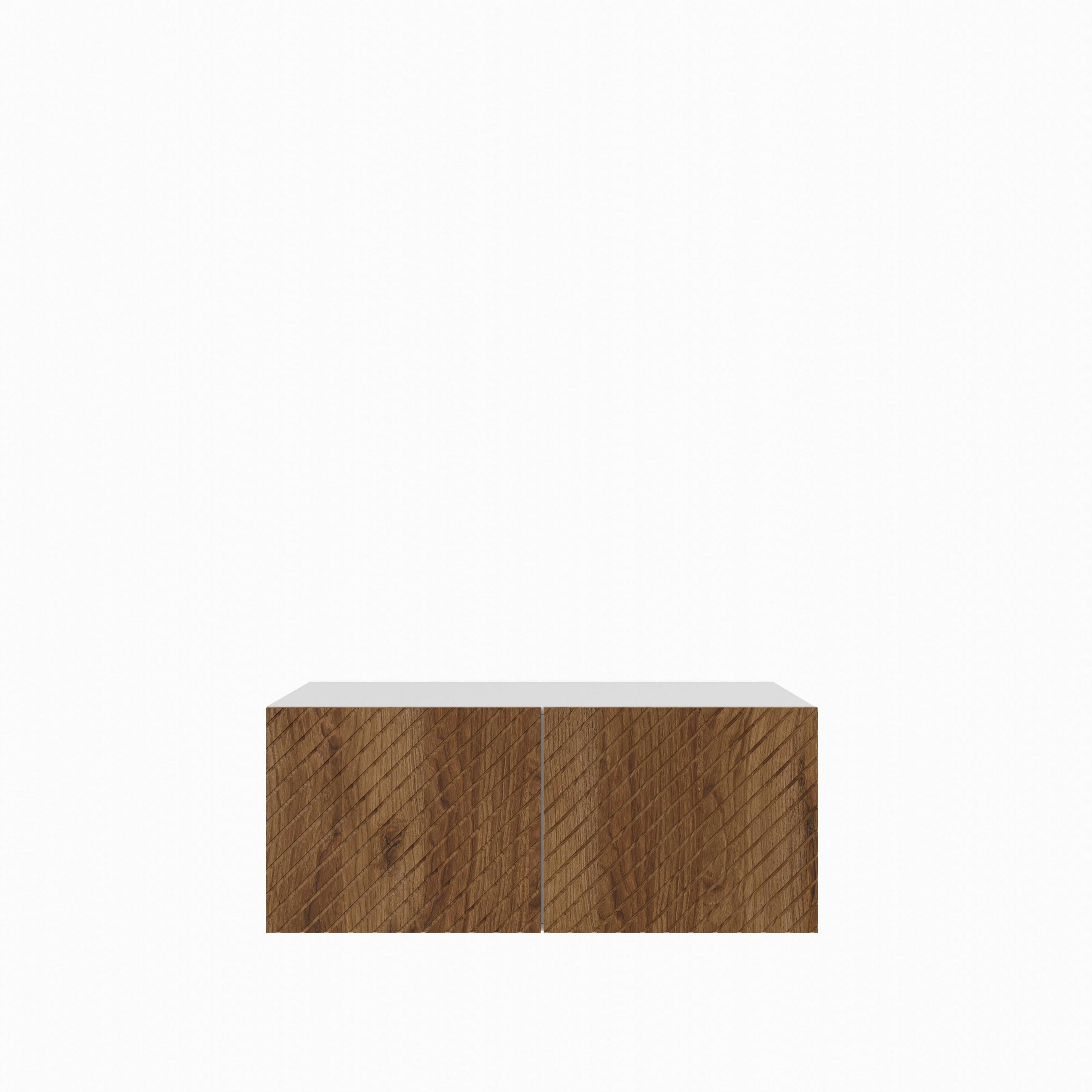 LOWBOARD CAVA 100/41/40 cm, Hängender TV-Schrank Weiß / Eichefarben - Eichefarben/Braun, Holzwerkstoff (100/41/40cm) - MASSENO
