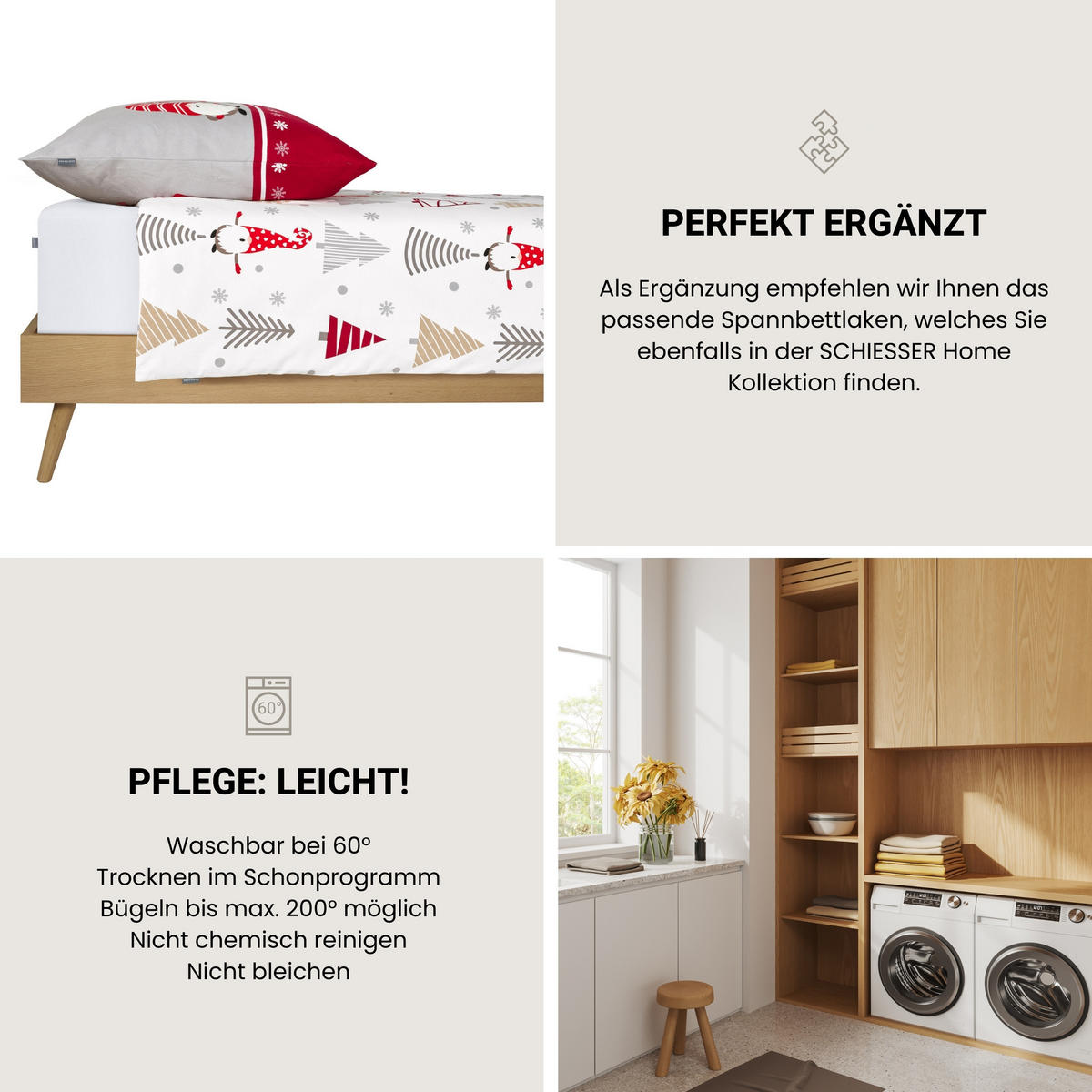 BETTWÄSCHESET Maren - Feinbiber - 2-teilig - 135 x 200 cm - Weiß - Weiß, Textil (135/200cm) - SCHIESSER