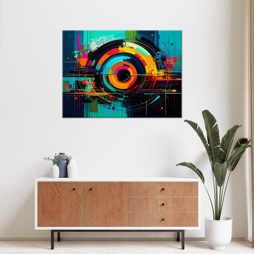 LEINWANDBILD Bunte Abstrakt Kreise Räder 120x80cm - Multicolor, Textil (120/80cm) - Feeby