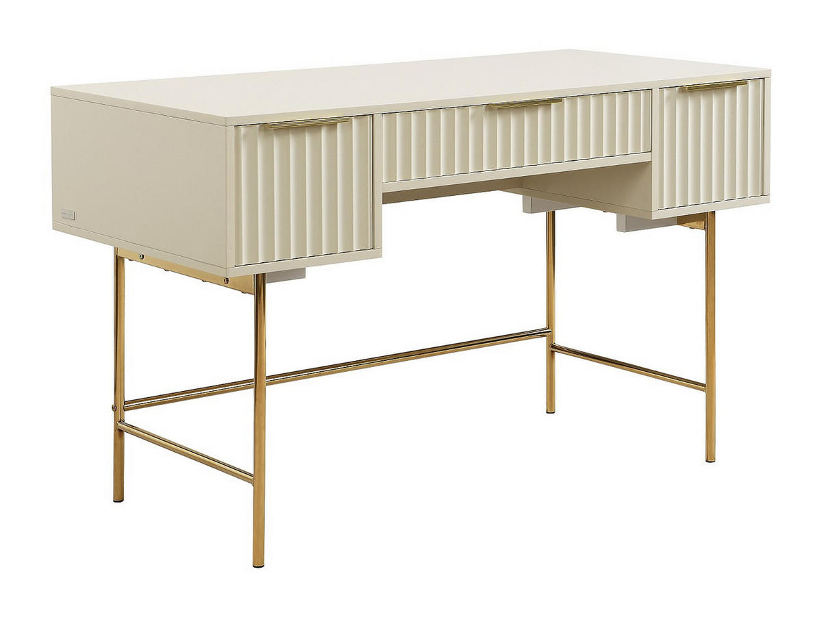 SCHREIBTISCH mit Stauraum - Beige & Gold - VITESDA - Beige, Holz (120/60/75.5cm) - Pascal Morabito