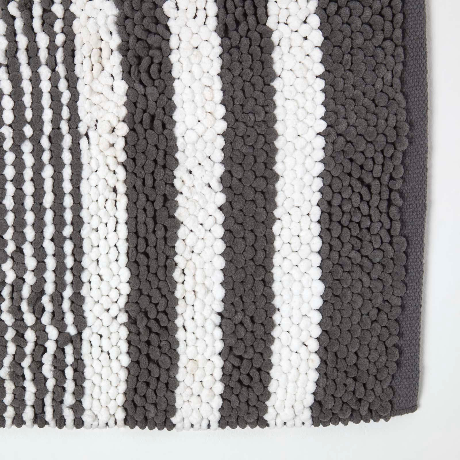 BADEMATTE Chenille beige-weiß 50/80 cm, 100% Baumwolle - Anthrazit, Textil (50/80cm) - Homescapes
