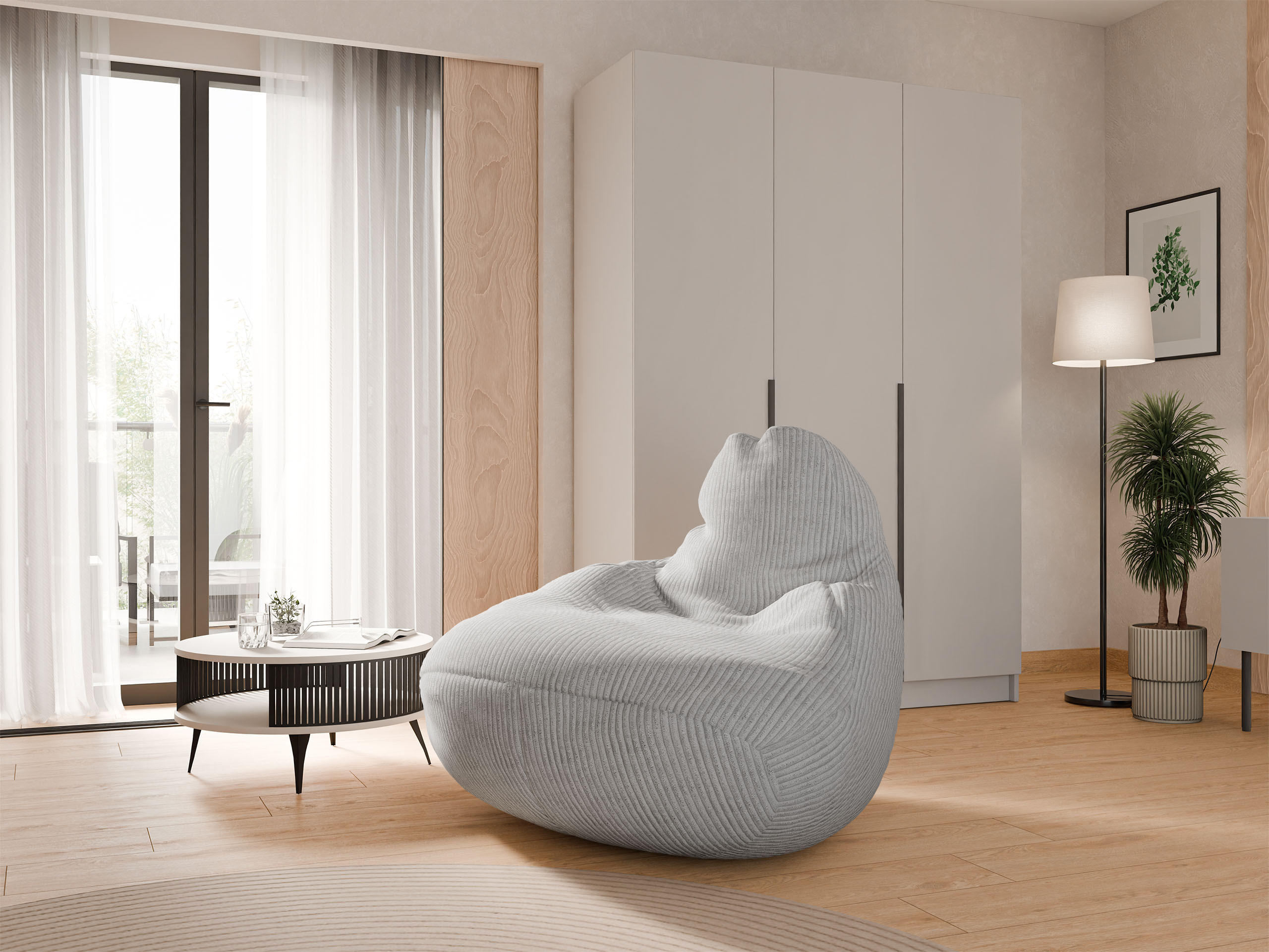 SITZSACK Maxi 300 L Cord - Grau, Textil (85/120/85cm) - MIRJAN24