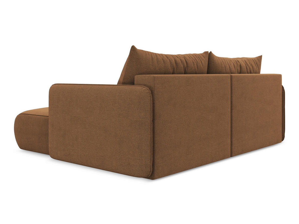 ECKSOFA mit Schlaffunktion Strukturstoff Stoff Orange - Terra cotta/Schwarz, Kunststoff/Textil (207/148cm) - Makamii
