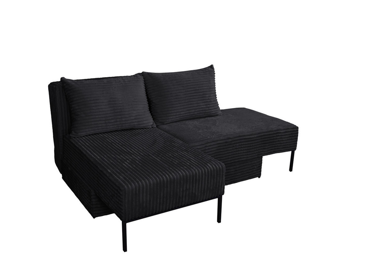 ECKSOFA Mit Schlaffunktion MOOKA 4in1-Multifunktions-System Stoff Velo Rechts Schwarz - Schwarz, Holz/Textil (145/160cm) - Kaiser Möbel