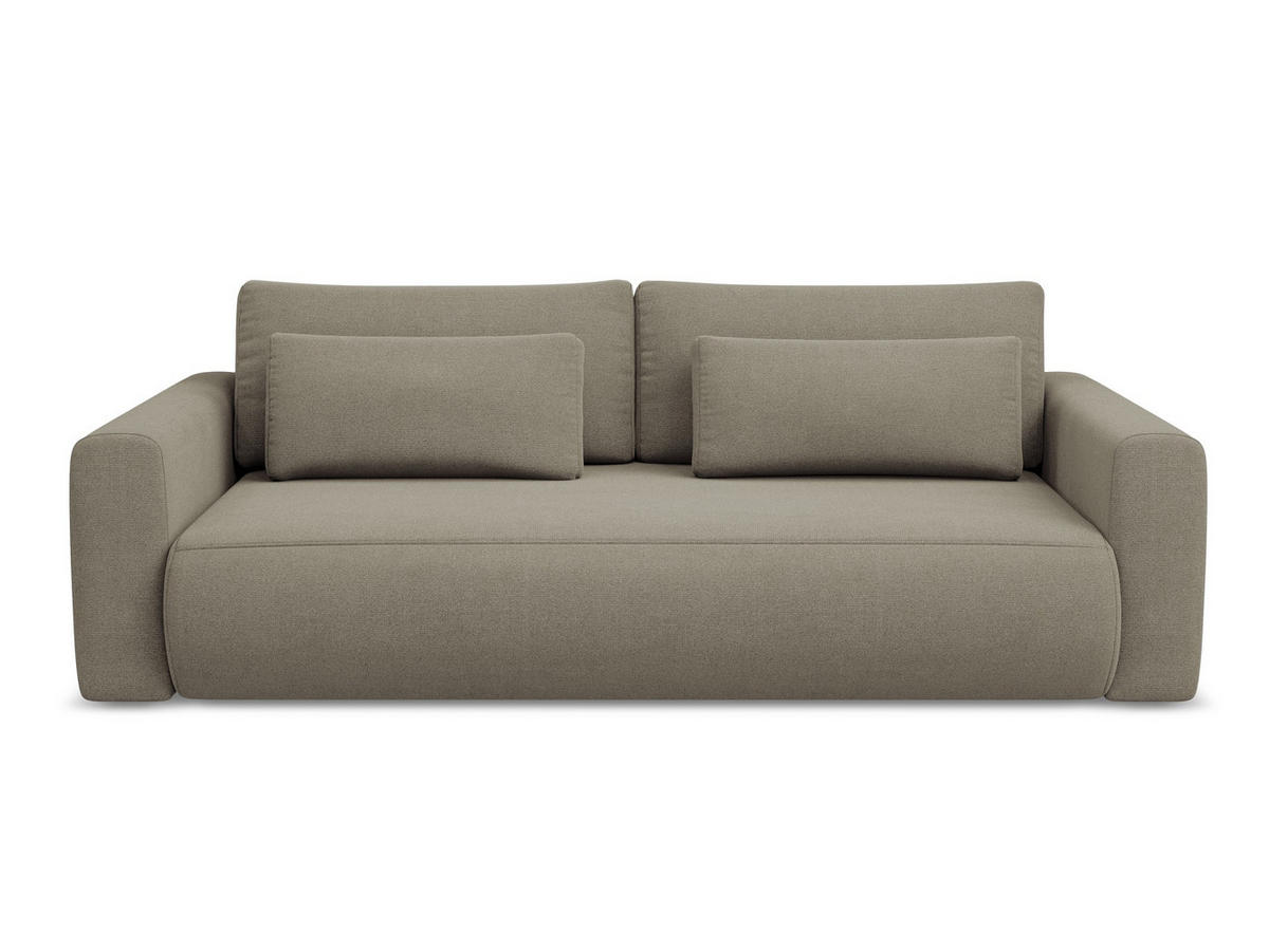 3-SITZER SOFA mit Schlaffunktion Strukturstoff Stoff Beige - Beige/Schwarz, Kunststoff/Textil (238/82/105cm) - Makamii
