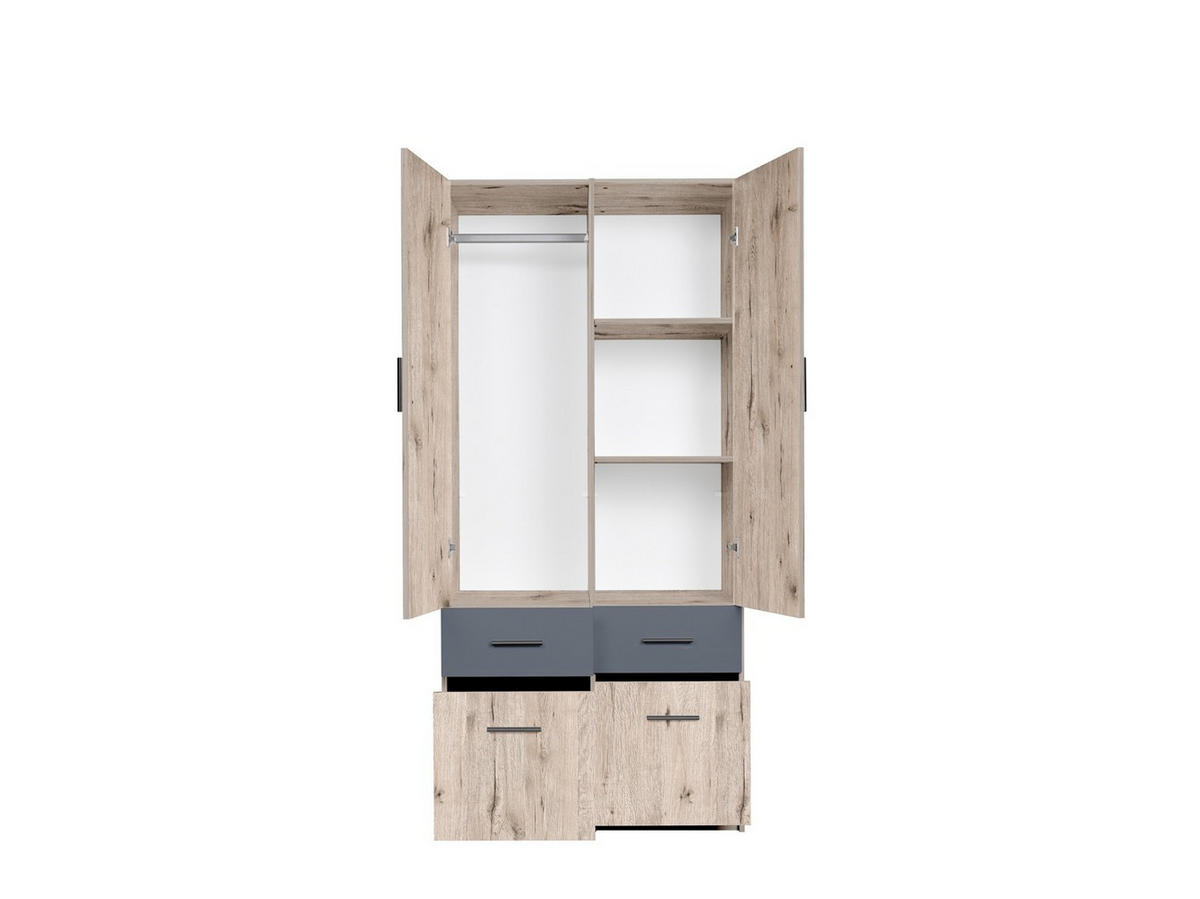 DREHTÜRENSCHRANK LUGERN 91,2/197,6/53,6cm 2-türig Eiche Wellington - Eichefarben, Holzwerkstoff (91.2/197.6/53.6cm) - MASSENO