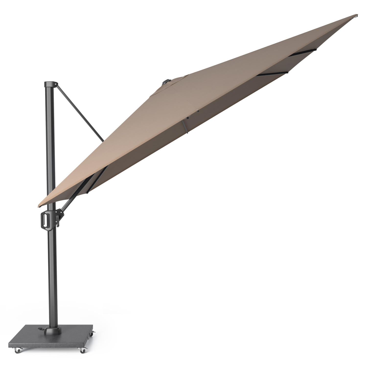 AMPELSCHIRM quadratisch 3 x 3 m Challenger T¹ Premium 360° kippbar braun/anthrazit - Braun, Metall (300/300cm) - Platinum