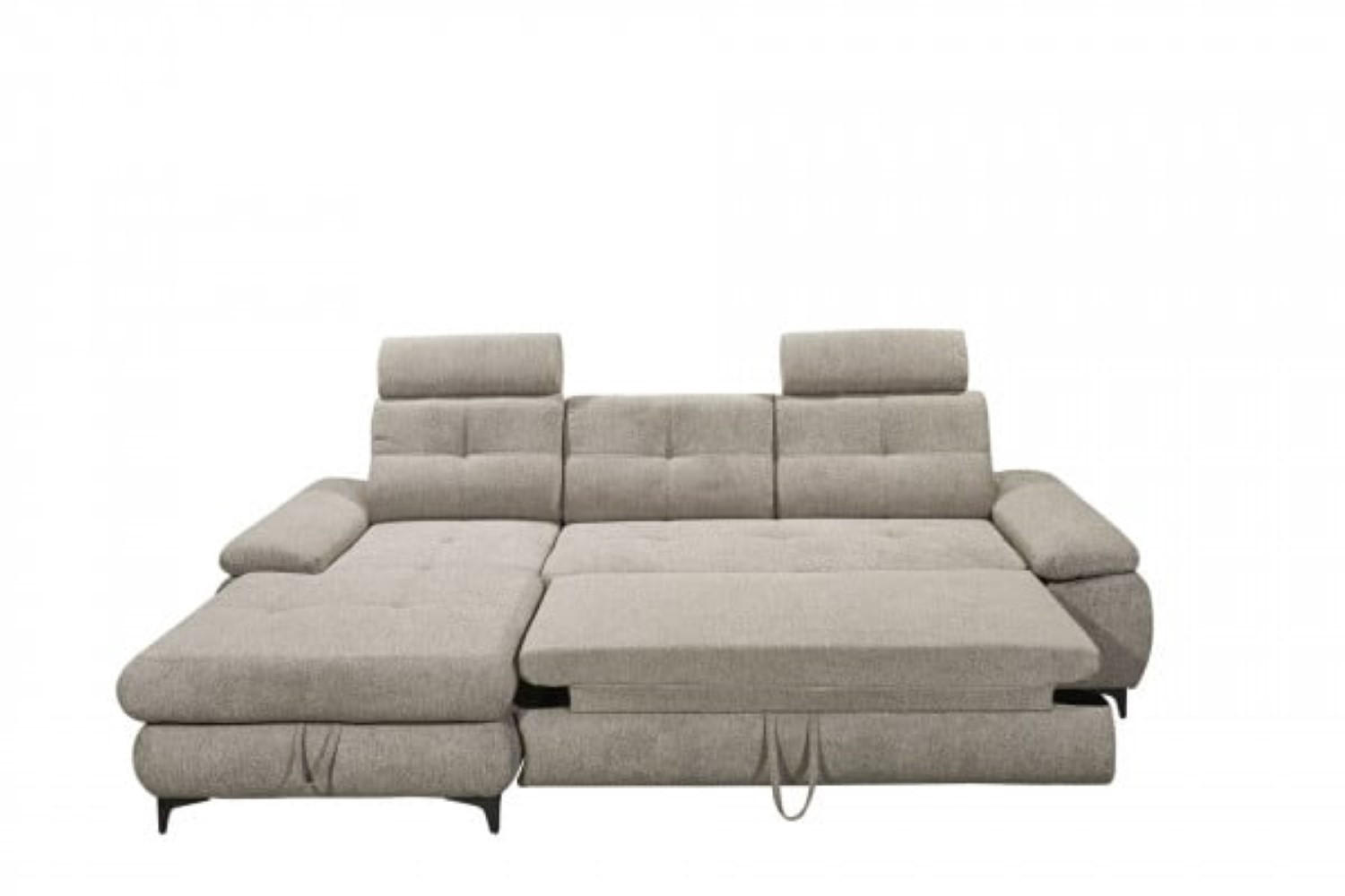 ECKSOFA mit Schlaffunktion und Bettkasten - Silberfarben/Schwarz, Kunststoff/Textil (274/177cm) - ed exciting design