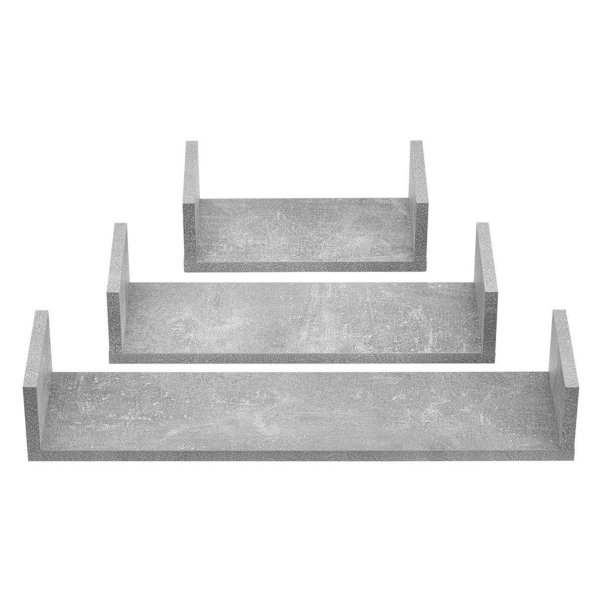 WANDREGAL-SET 3 TLG. Vennesla - Grau, Holzwerkstoff (60/10/15cm) - [en.casa]
