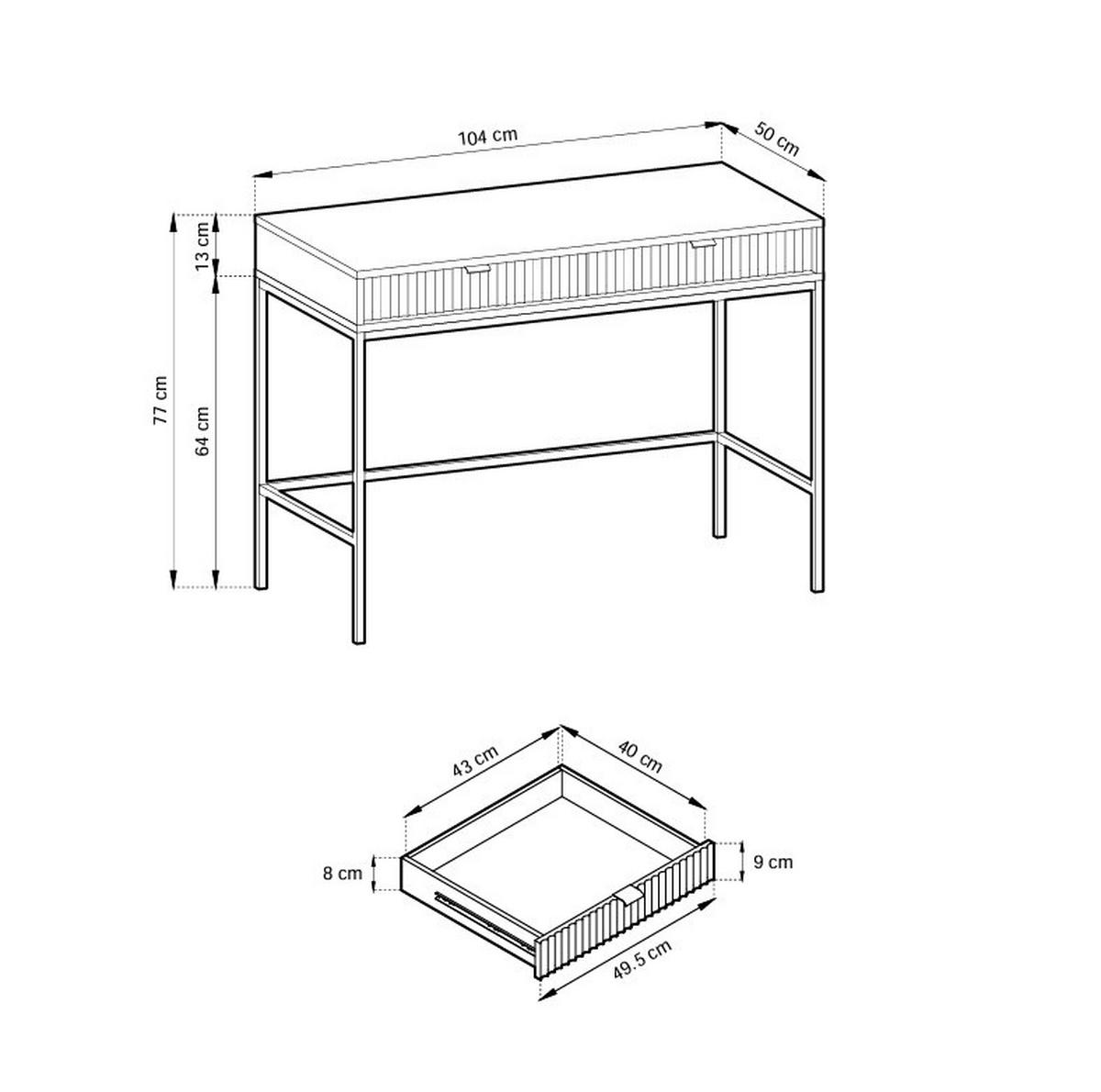 KONSOLENTISCH STELLARE 104/78/50 cm mit Schubladen, Kaschmir - Kaschmir, Holzwerkstoff (50/104/78cm) - MASSENO