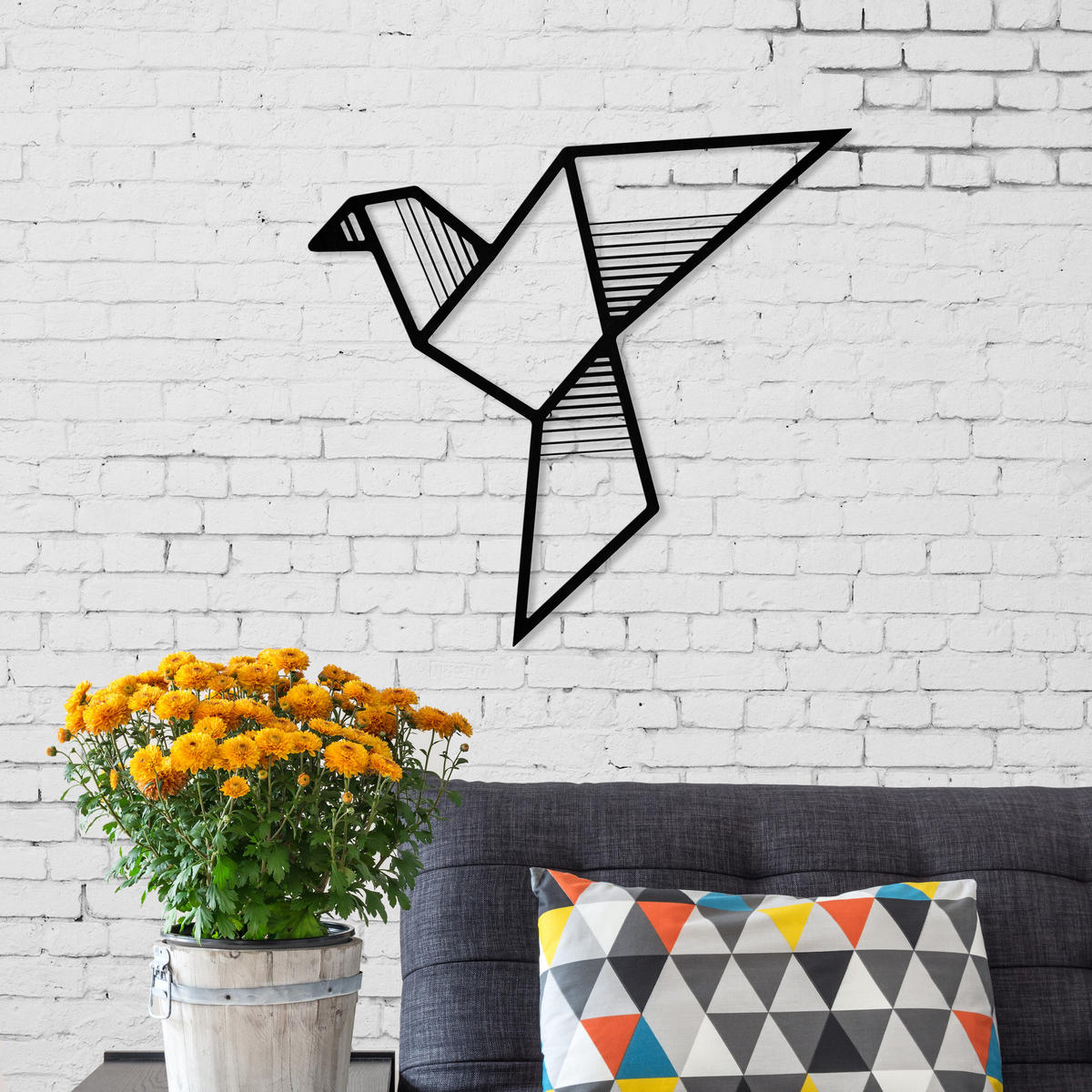 WANDDEKORATION Metall Nr. 14 Fly Schwarz 47/0,3/49 cm - Schwarz, Metall (47/49/0.3cm) - Decortie