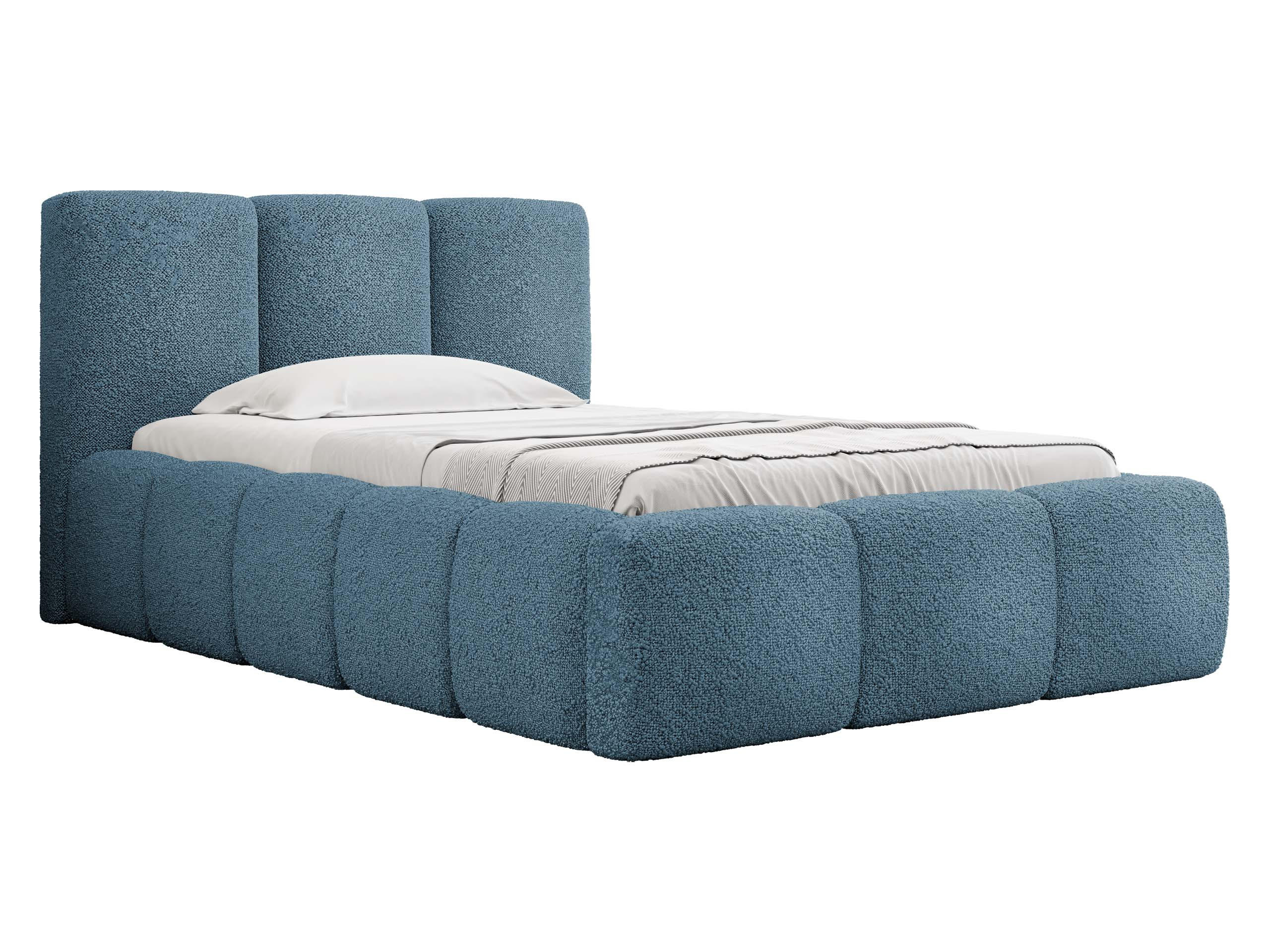 POLSTERBETT Kevson Boucle 90 - Blau, Holz (90/200cm) - MIRJAN24