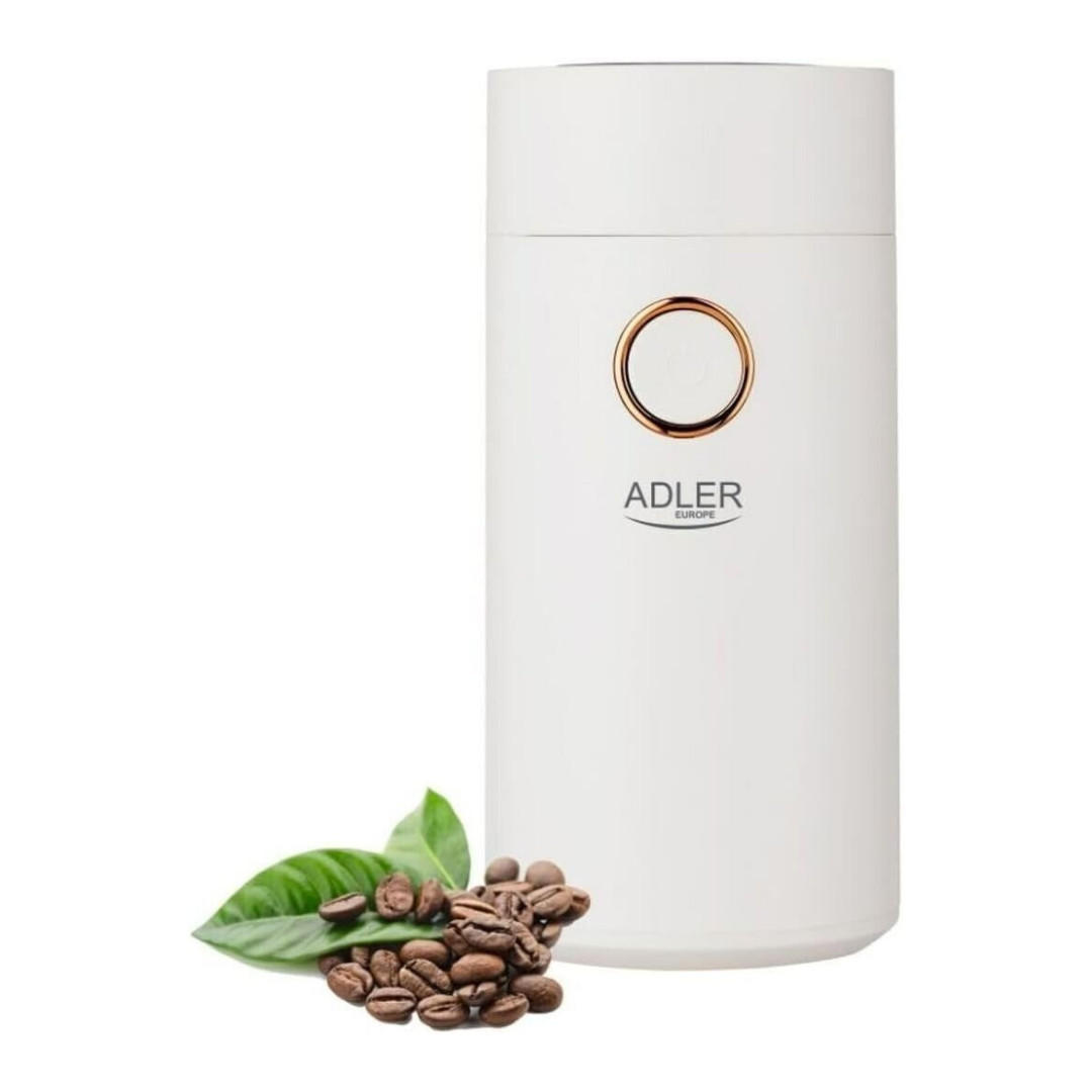KAFFEEMÜHLE AD4446WG Weiß 150 W 75 g Elektrisch Edelstahl Mahlwerk - Weiß, Kunststoff/Metall (12/25/15cm) - Adler