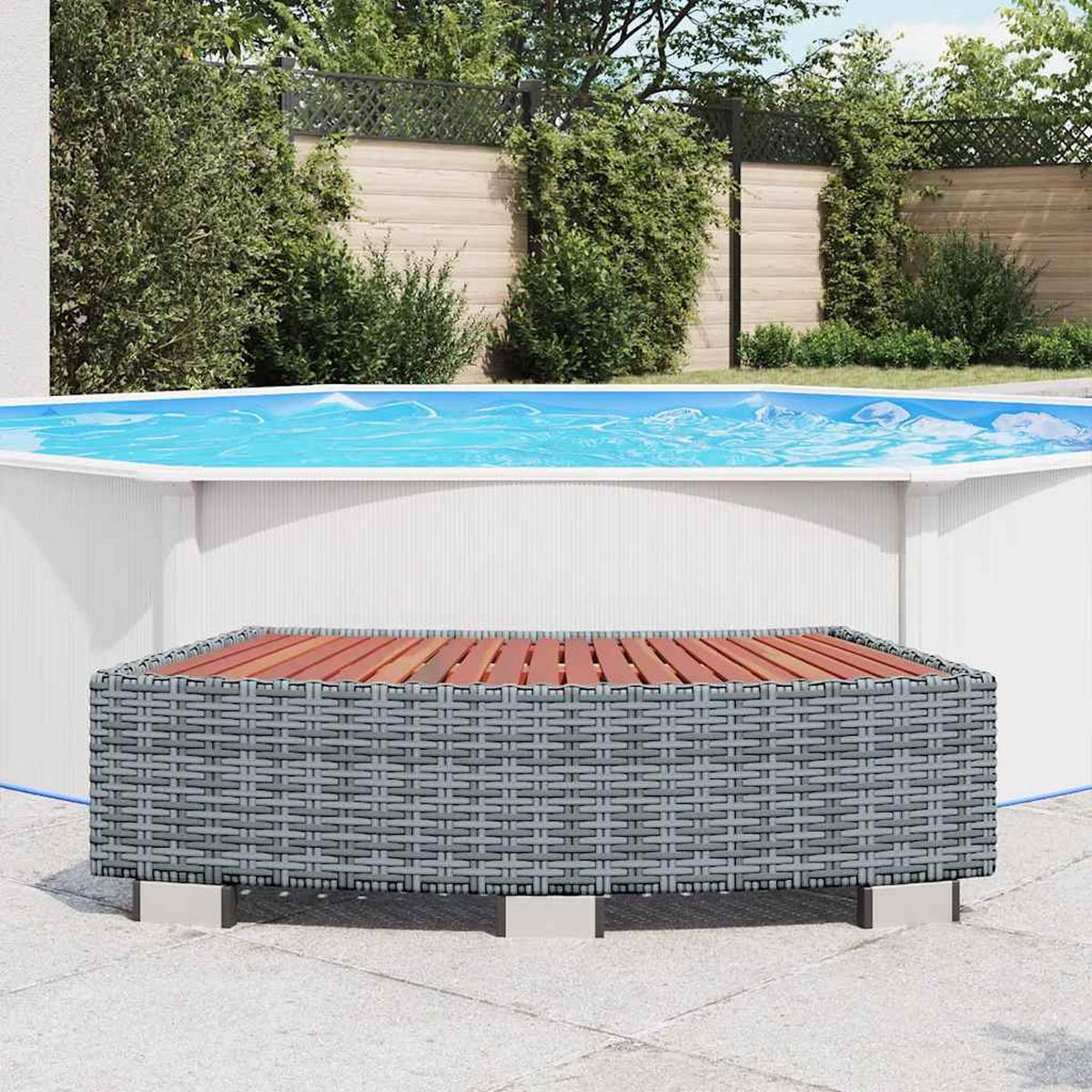 SPA-EINSTIEGSSTUFE Grau Poly Rattan 92/45/25 Cm - Grau, Kunststoff (45/25/92cm) - vidaXL