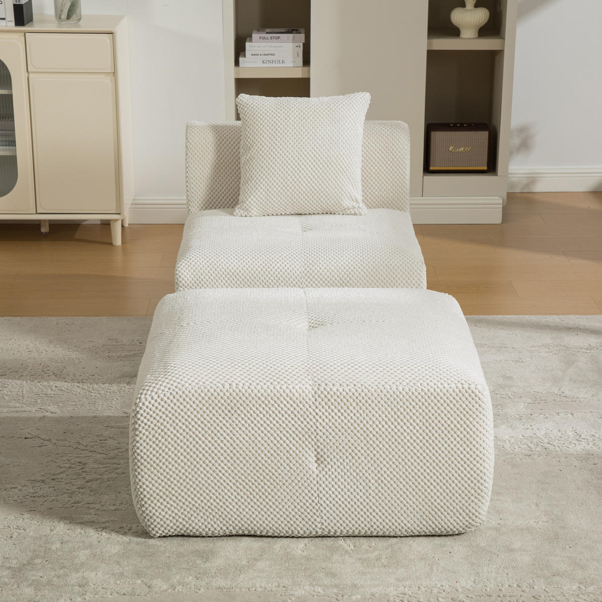 SESSEL DE-35105 mit Ottoman Beige - Beige, Textil (89/75/77cm) - ComfortXL