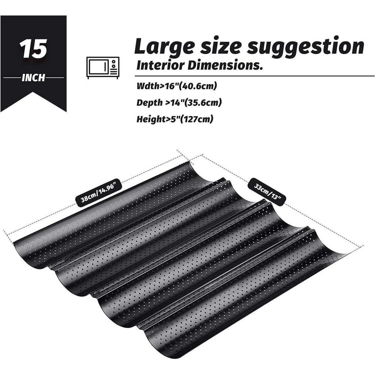 BAGUETTE-BACKFORM 4 Mulden 38 x 33 cm Schwarz - Schwarz, Metall (38/2/33cm)