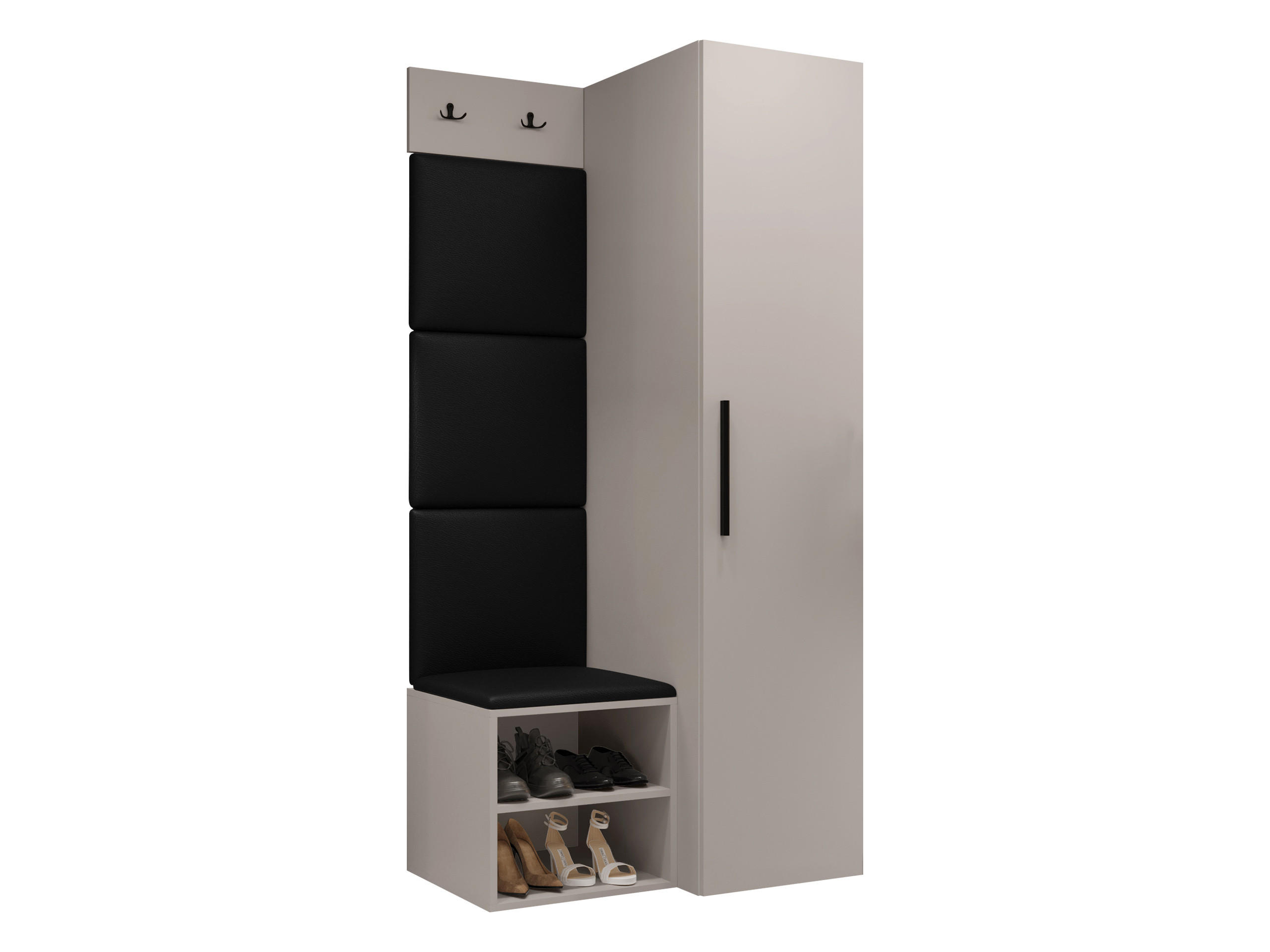 GARDEROBEN-SET Medi III - Kaschmir/Schwarz, Holzwerkstoff/Kunststoff (40/191/50cm) - MIRJAN24