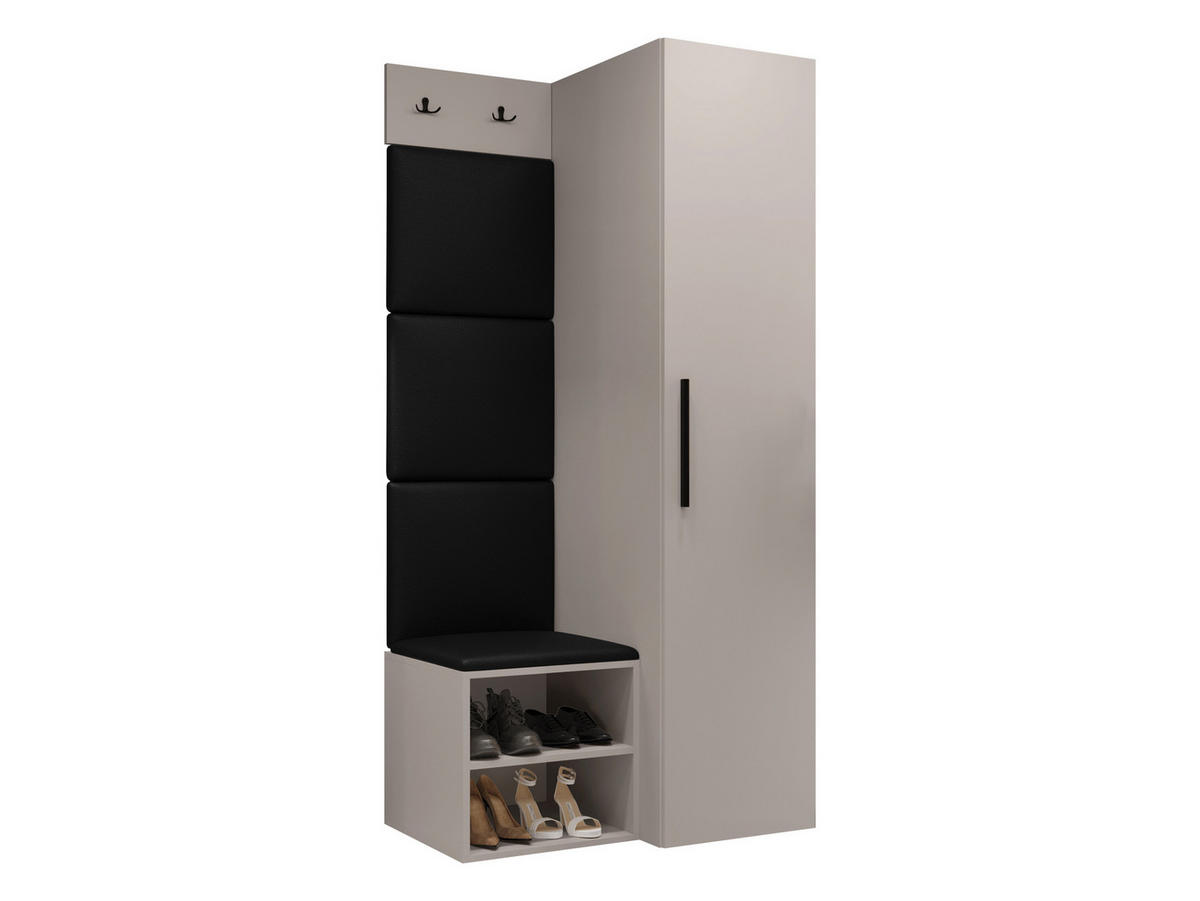 GARDEROBEN-SET Medi III - Kaschmir/Schwarz, Holzwerkstoff/Kunststoff (40/191/50cm) - MIRJAN24
