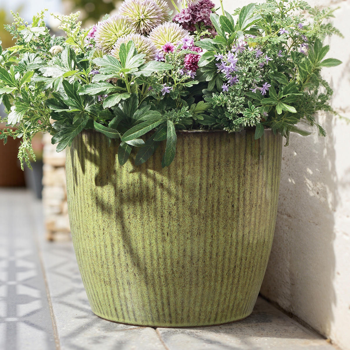 GRÜNER Keramik-Blumentopf, Durchmesser 30 cm, Höhe 28 cm - Grün, Keramik (27cm) - Hometopia