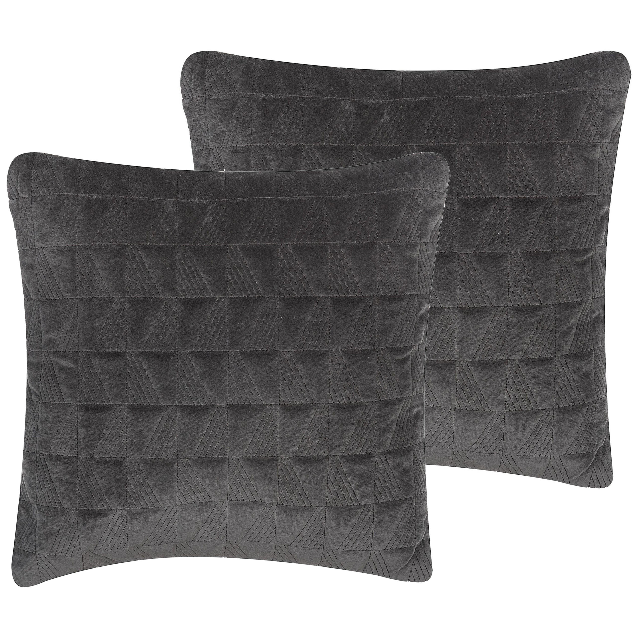 DEKOKISSEN 2er-Set Dunkelgrau 45/45 cm Lalam - Dunkelgrau, Naturmaterialien/Textil (45/45cm) - Beliani