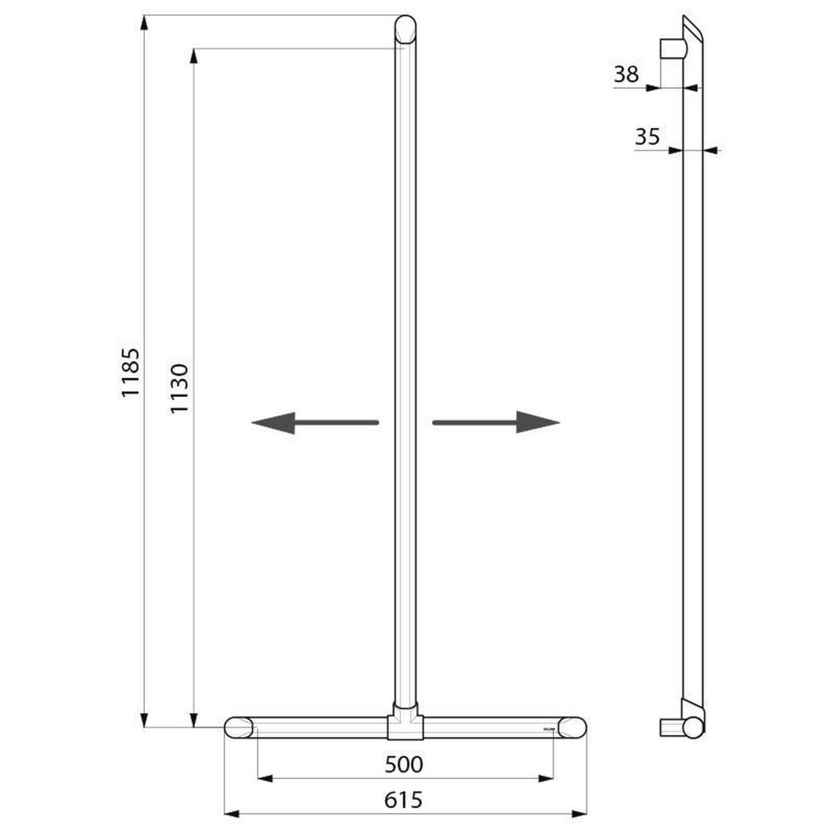 HANDLAUF T-Form Be-Line Ø35 H1130x500 Aluminium weiß - Weiß, Metall (17.5/4.5/119.5cm) - Delabie