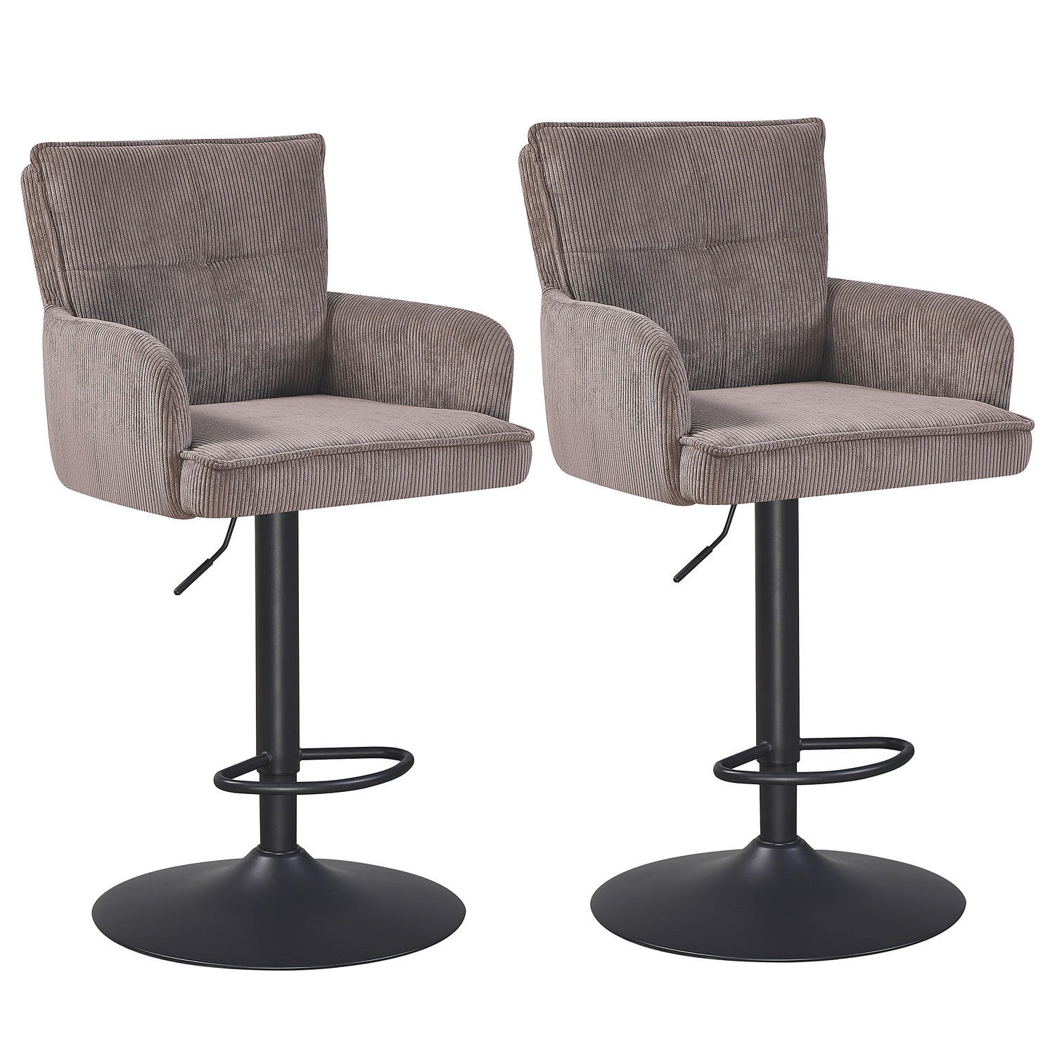 BARSTUHL - 2er-Set - Taupe/Schwarz, Textil/Metall (56/100/57cm) - home24