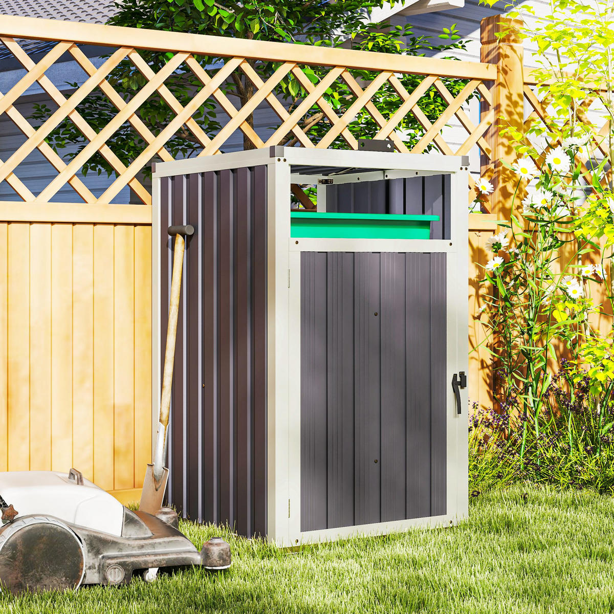 MÜLLTONNENBOX DE-16855 für 240L mit Belüftung Dunkelgrau - Dunkelgrau, Metall (73/122/81cm) - ComfortXL