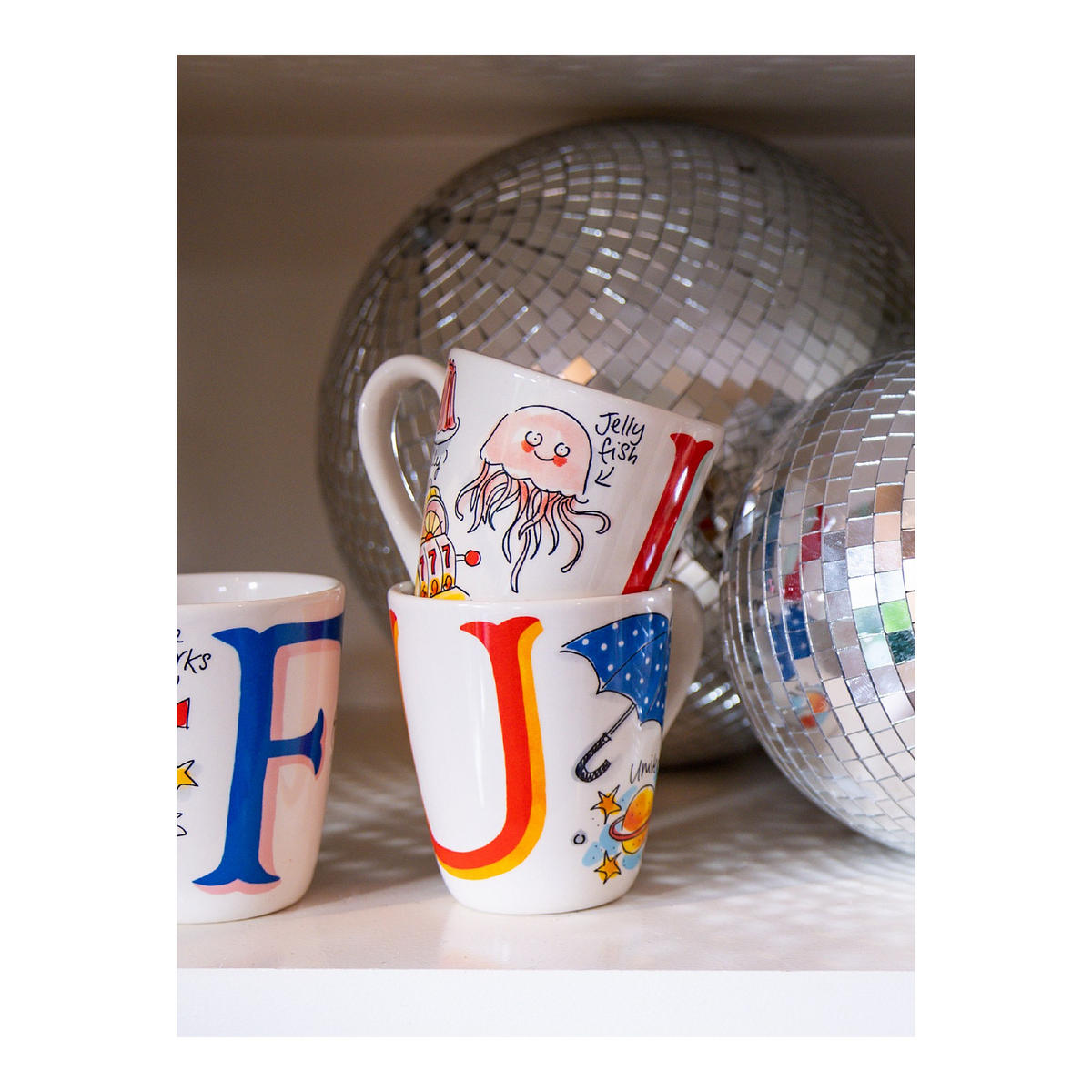 BECHER Liebesbrief J in Bunt - 350 ml - Multicolor, Keramik (0.35L) - Blond Amsterdam