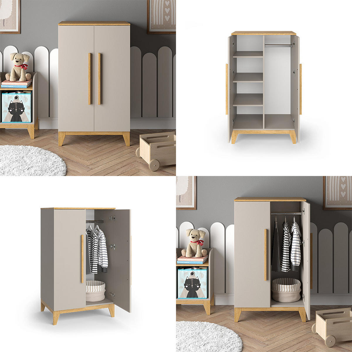 KINDERKLEIDERSCHRANK Malia Cashmere-Eiche 70 x 120 cm - Kaschmir, Holzwerkstoff (70/120/53.4cm) - VitaliSpa