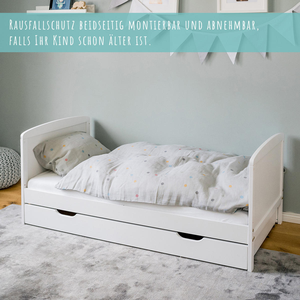 KINDERBETT 140x70 cm mit Matratze & Schublade in weiß - Weiß, Holz (70/140cm) - Kids Collective