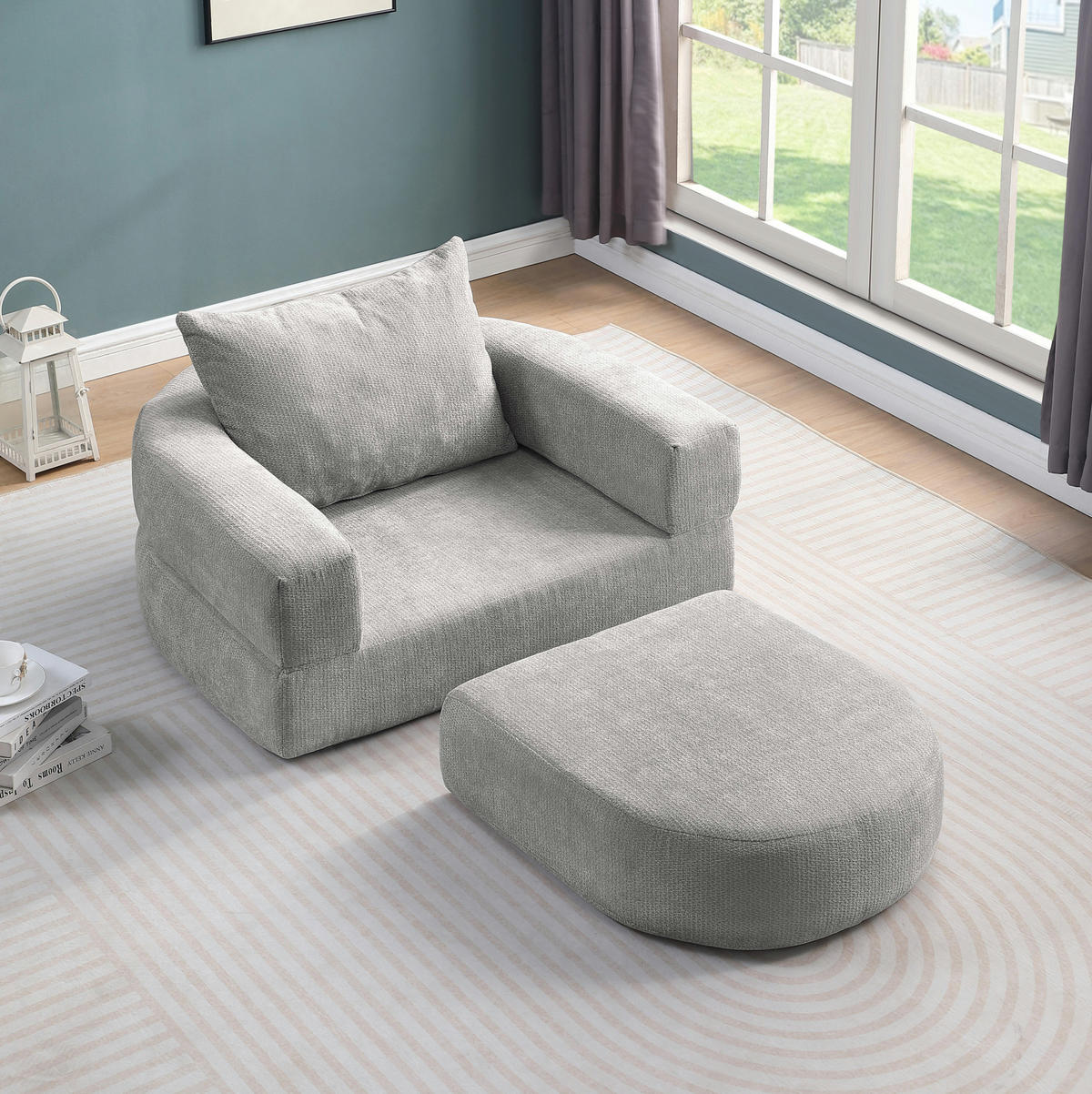 SOFA in Hellgrau aus Chenille mit weichem Komfort - Hellgrau, Textil (90/41/101cm) - Flora Grace