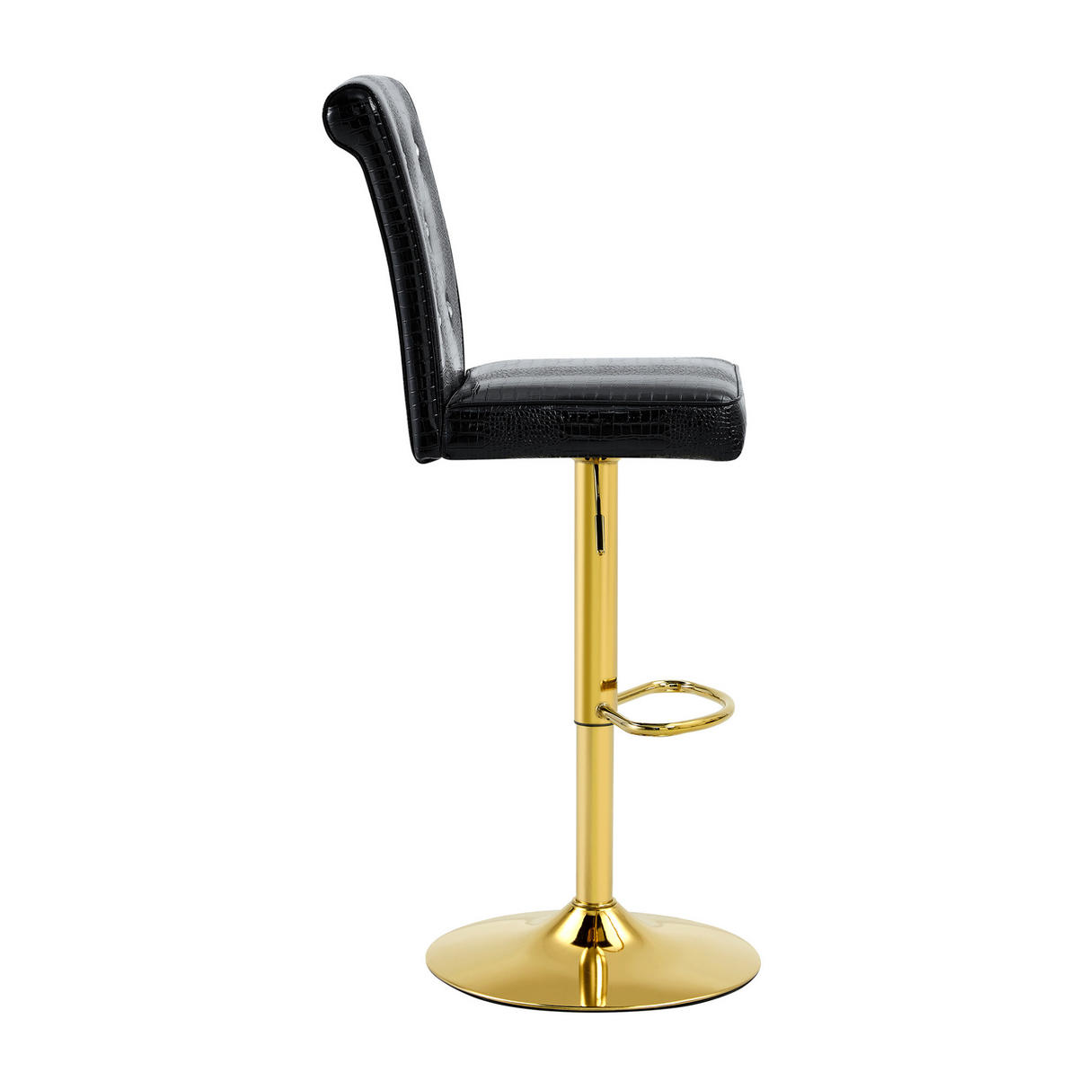 BARHOCKER Schwarz aus PVC mit Kristallknopfdetails - Schwarz, Kunststoff (42/125/55cm) - MIVRAY
