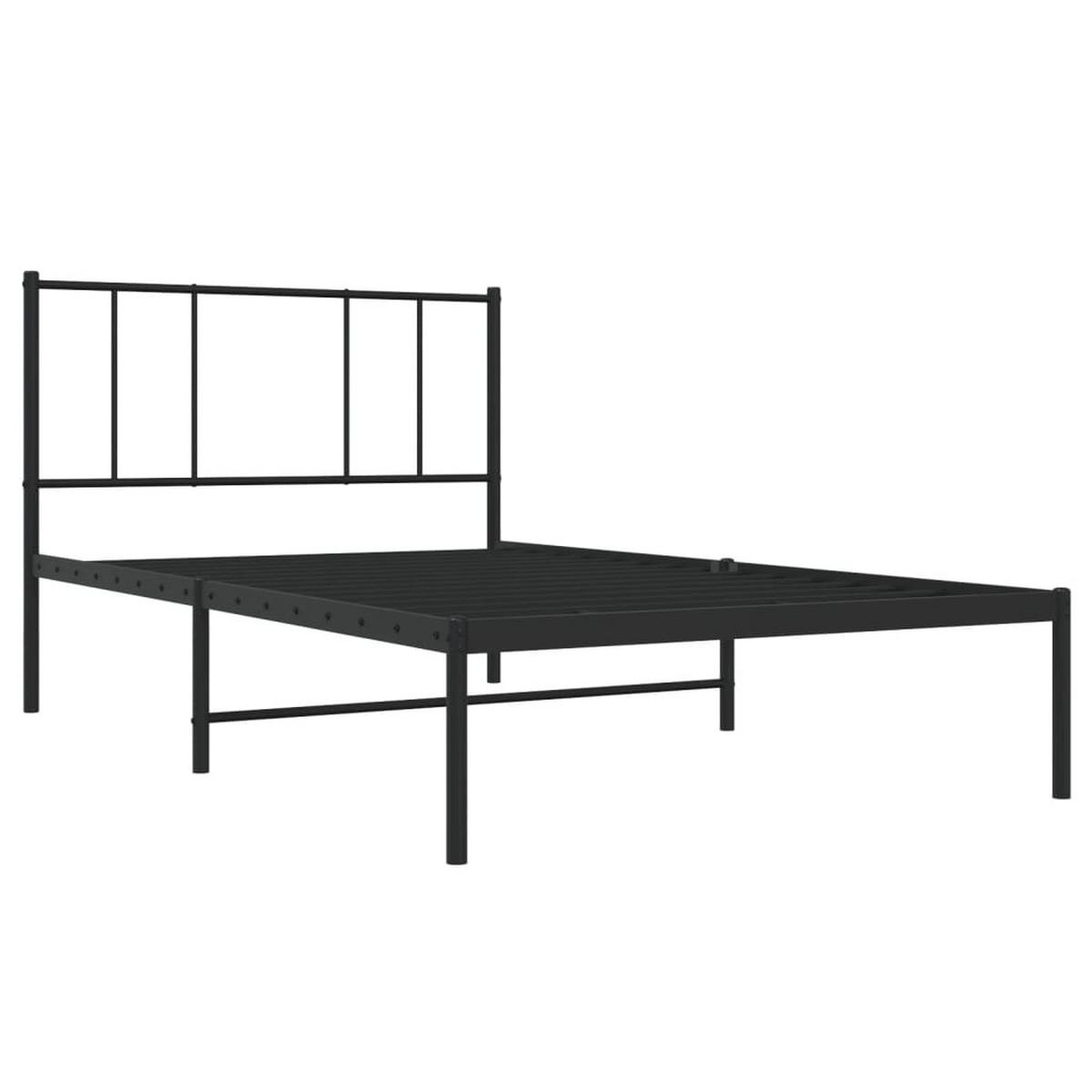 BETTGESTELL Mit Kopfteil Metall Schwarz 90/200 Cm - Schwarz, Metall (90/200cm) - vidaXL