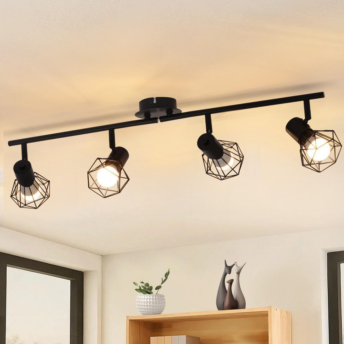 DECKENLEUCHTEN Ceilinglum 71/20/9.5 cm - Schwarz, Metall (71/20/9.5cm) - ZMH