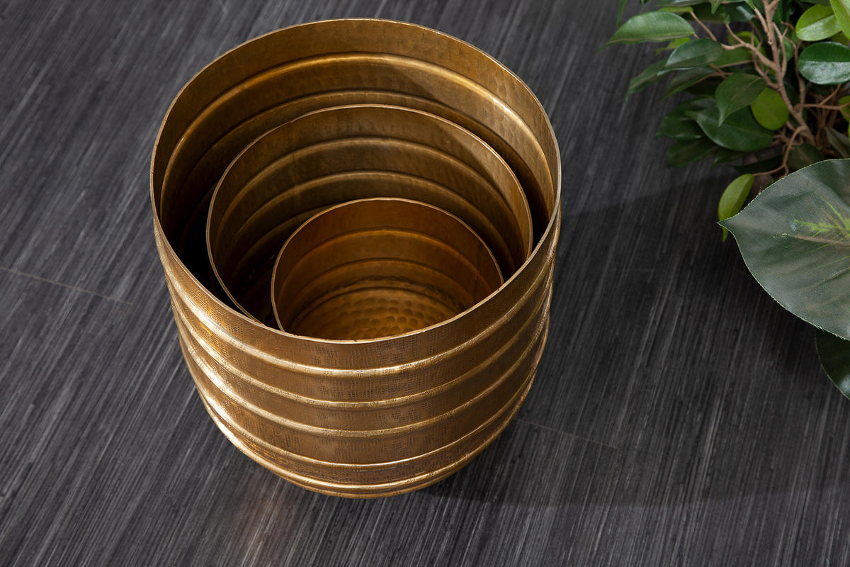ÜBERTOPF ORIENT Metall Gold 16 cm 3er Set - Goldfarben, Metall (15/16/15cm) - riess-ambiente