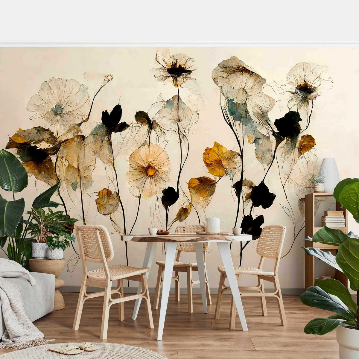 FOTOTAPETE Warme Blüten 432/290 cm - Eichefarben, Papier (432/290cm) - Bilderwelten